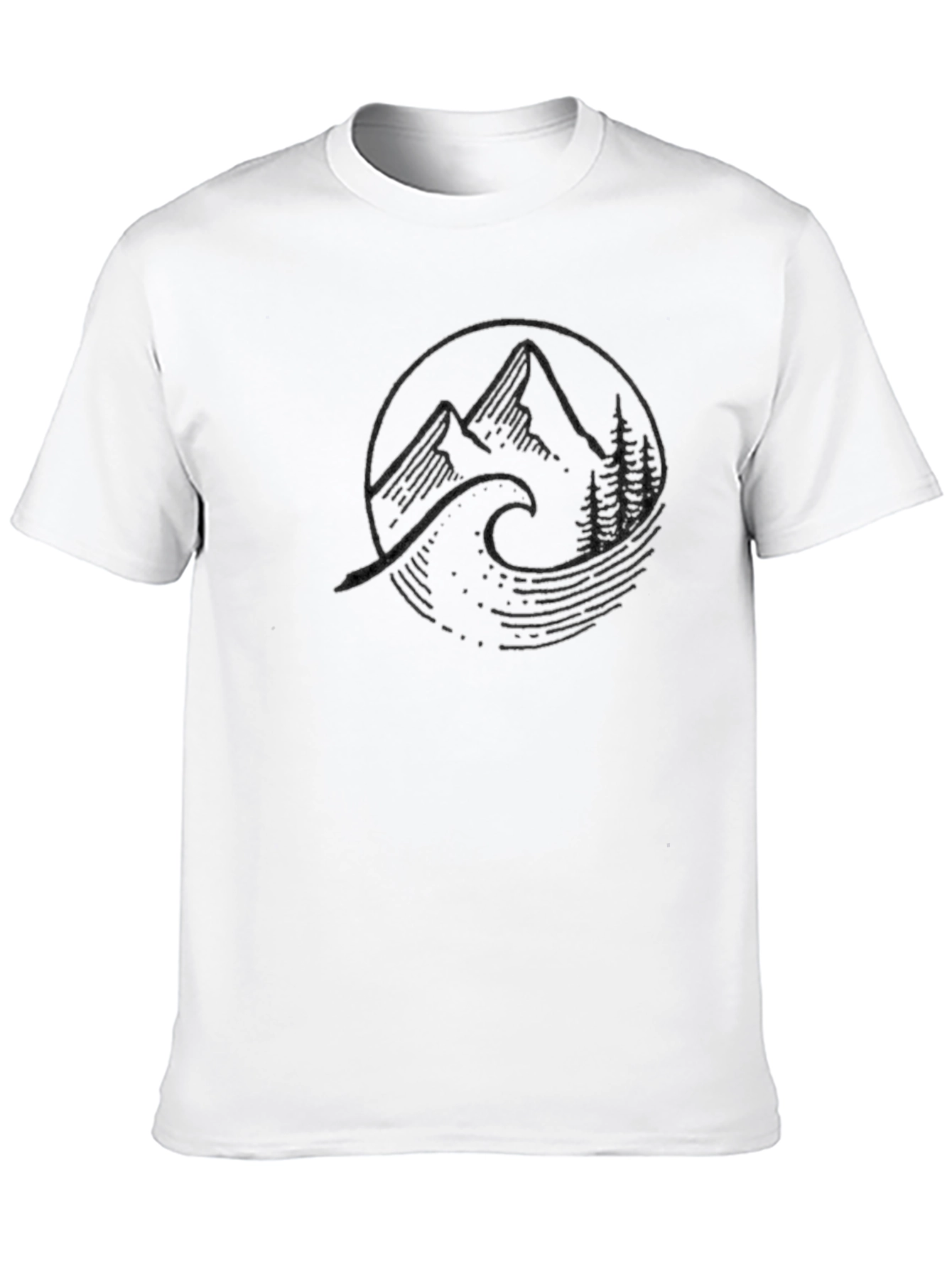 Mountain Wave Graphic Tee - Black Cotton T-Shirt