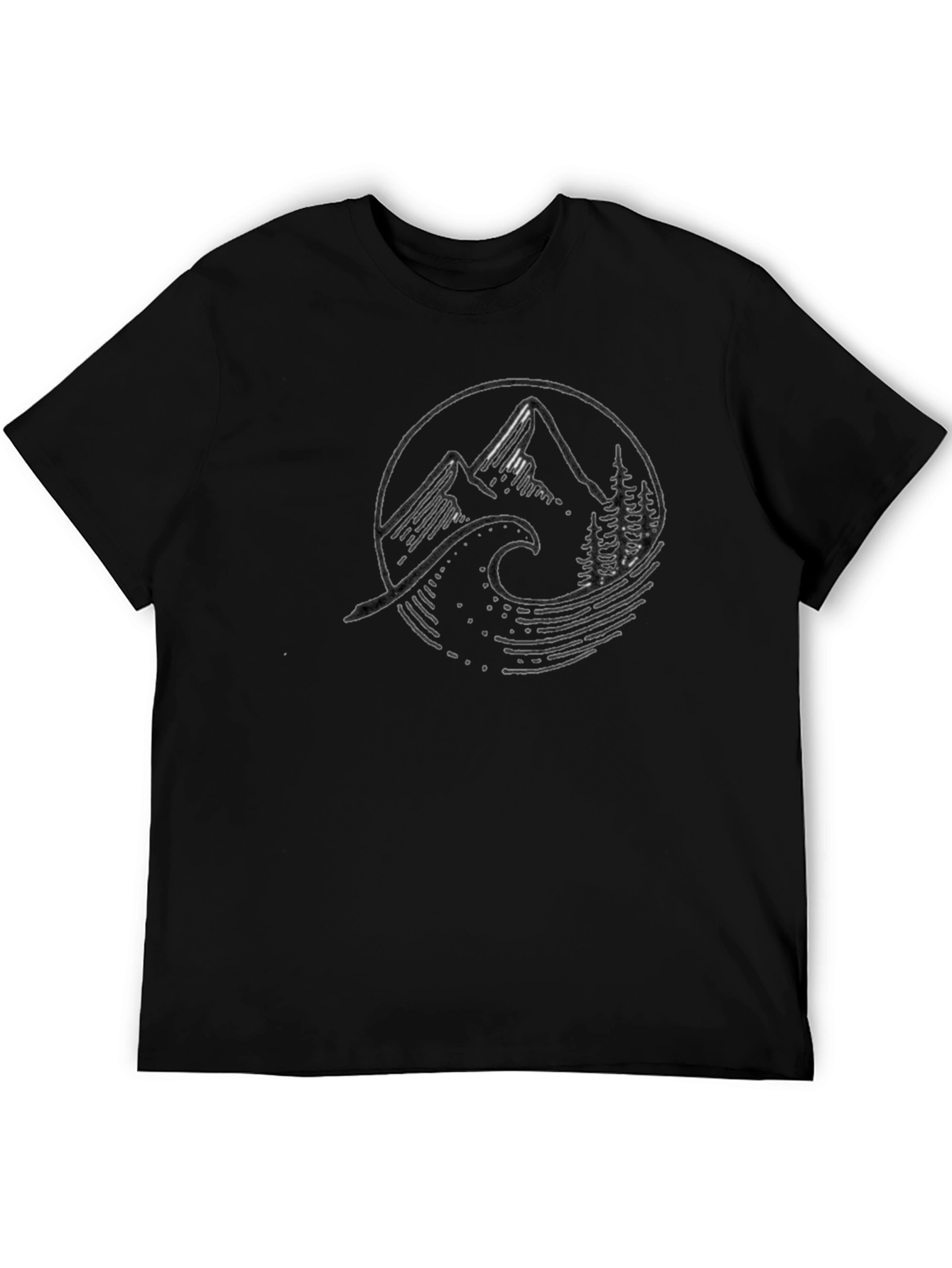 Mountain Wave Graphic Tee - Black Cotton T-Shirt