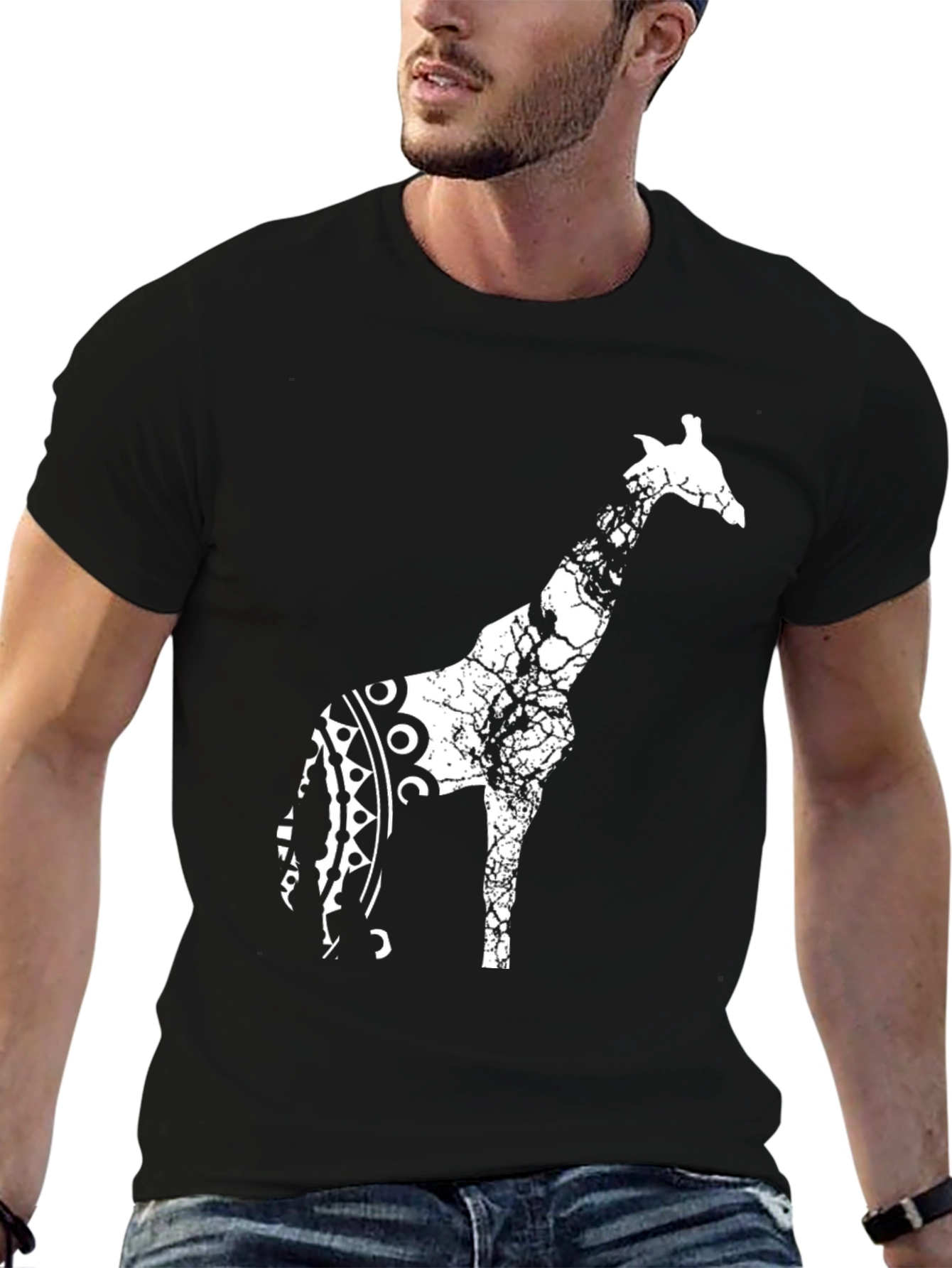 Giraffe Graphic Black T-Shirt