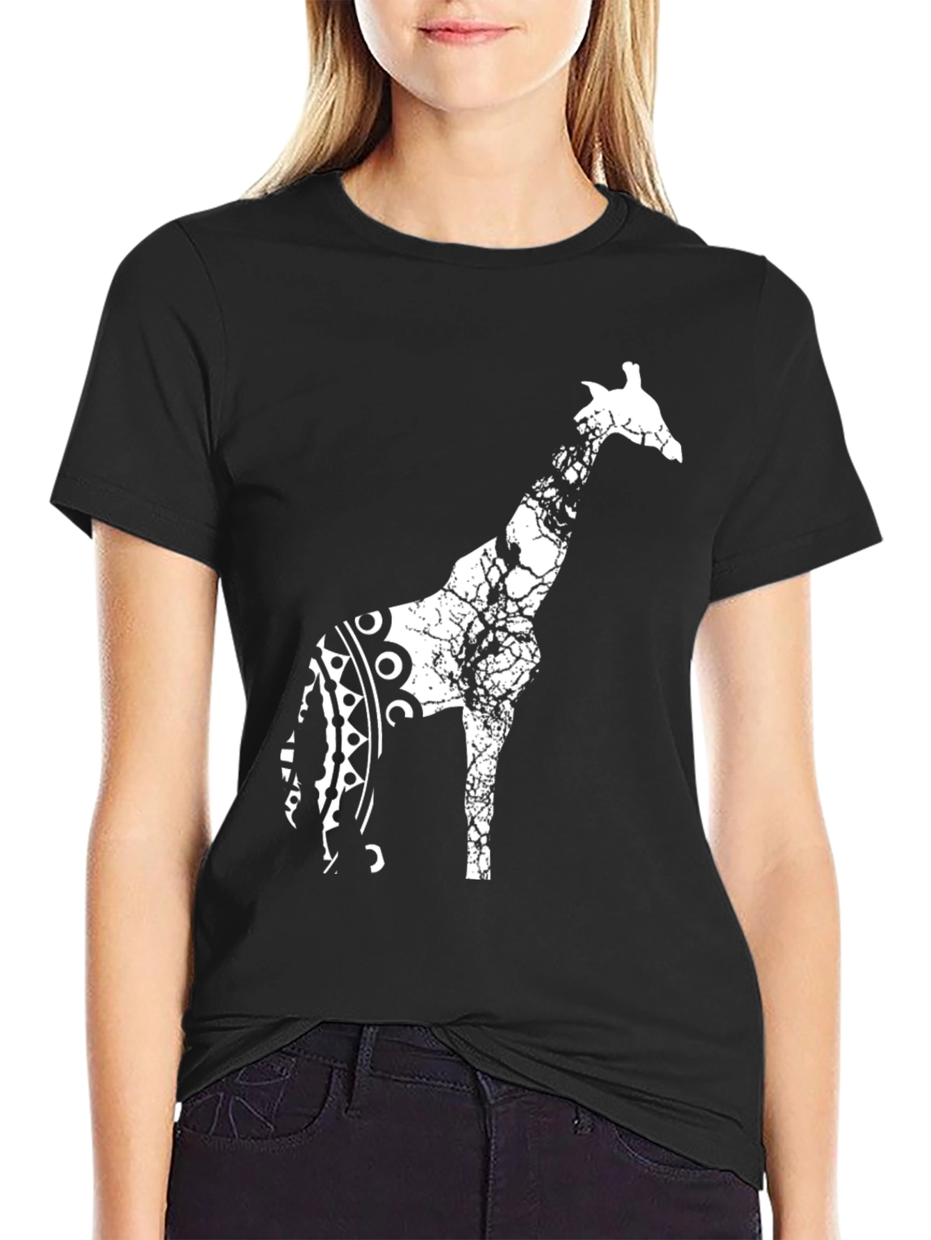 Giraffe Graphic Black T-Shirt