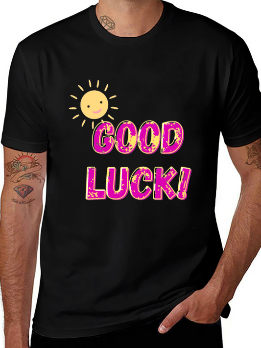 Good Luck Graphic T-Shirt - Black Cotton Blend