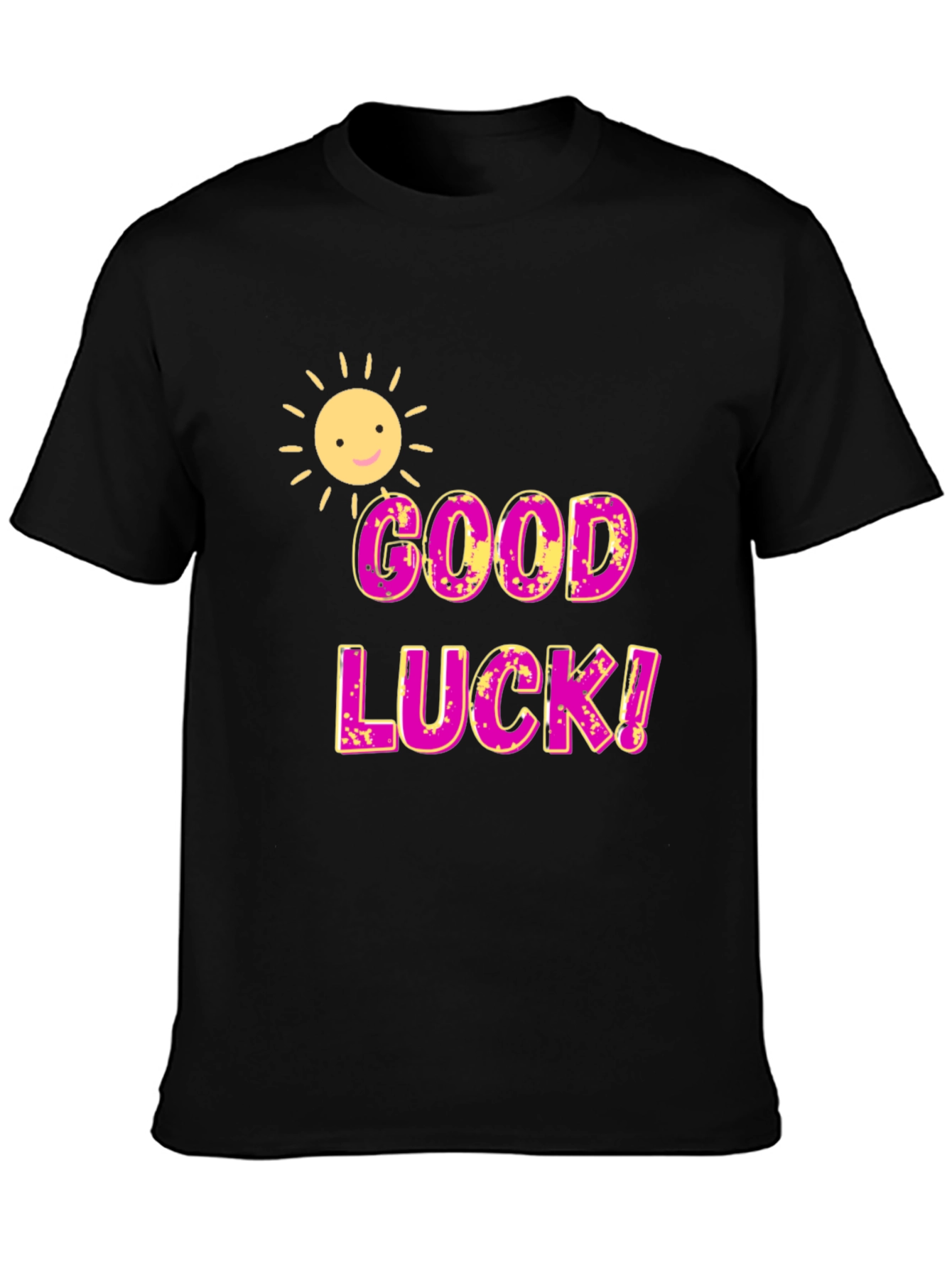 Good Luck Graphic T-Shirt - Black Cotton Blend