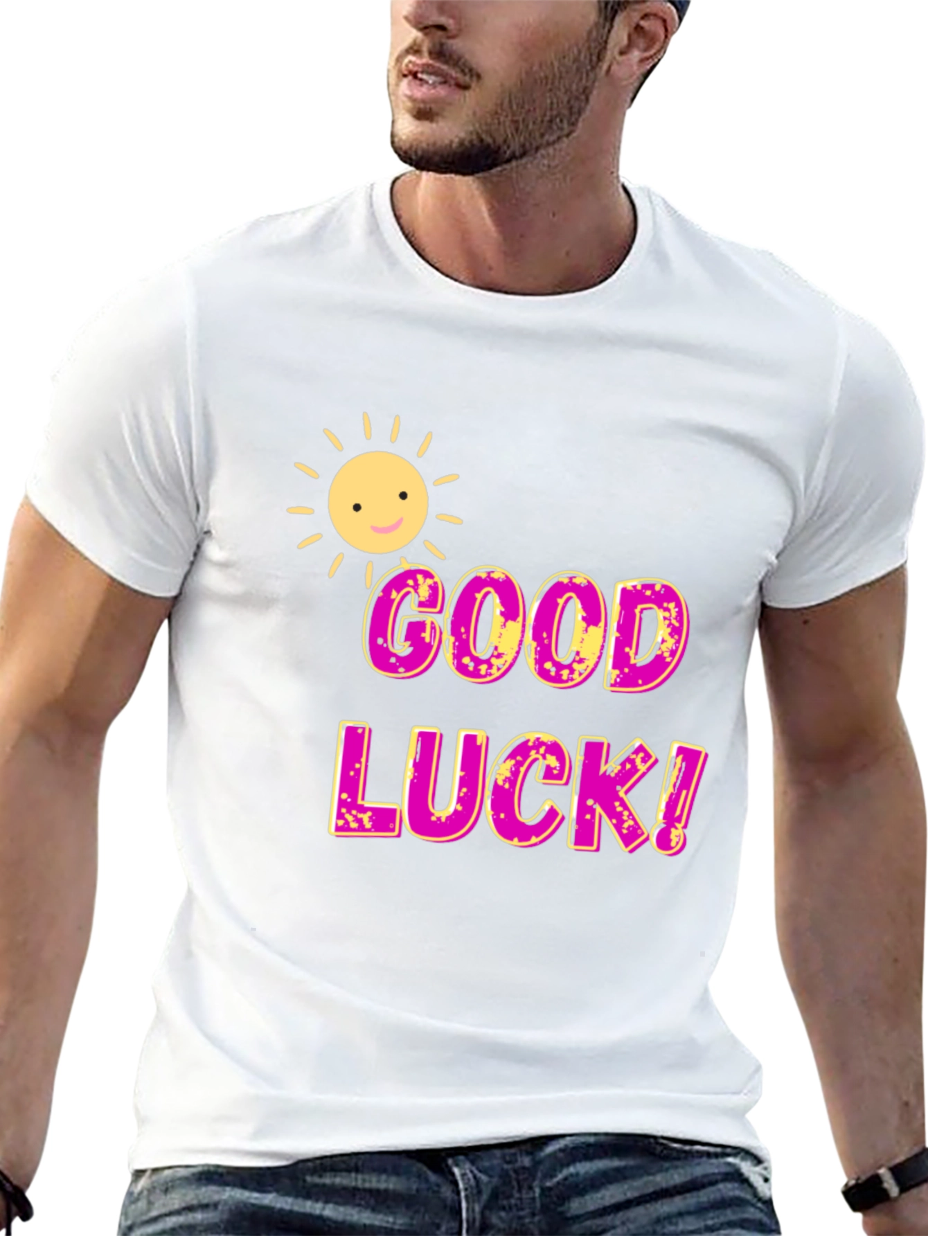 Good Luck Graphic T-Shirt - Black Cotton Blend