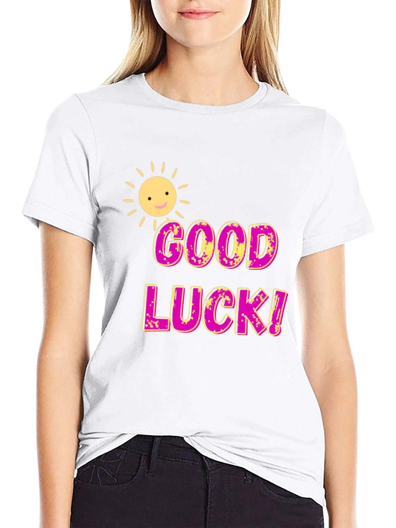 Good Luck Graphic T-Shirt - Black Cotton Blend