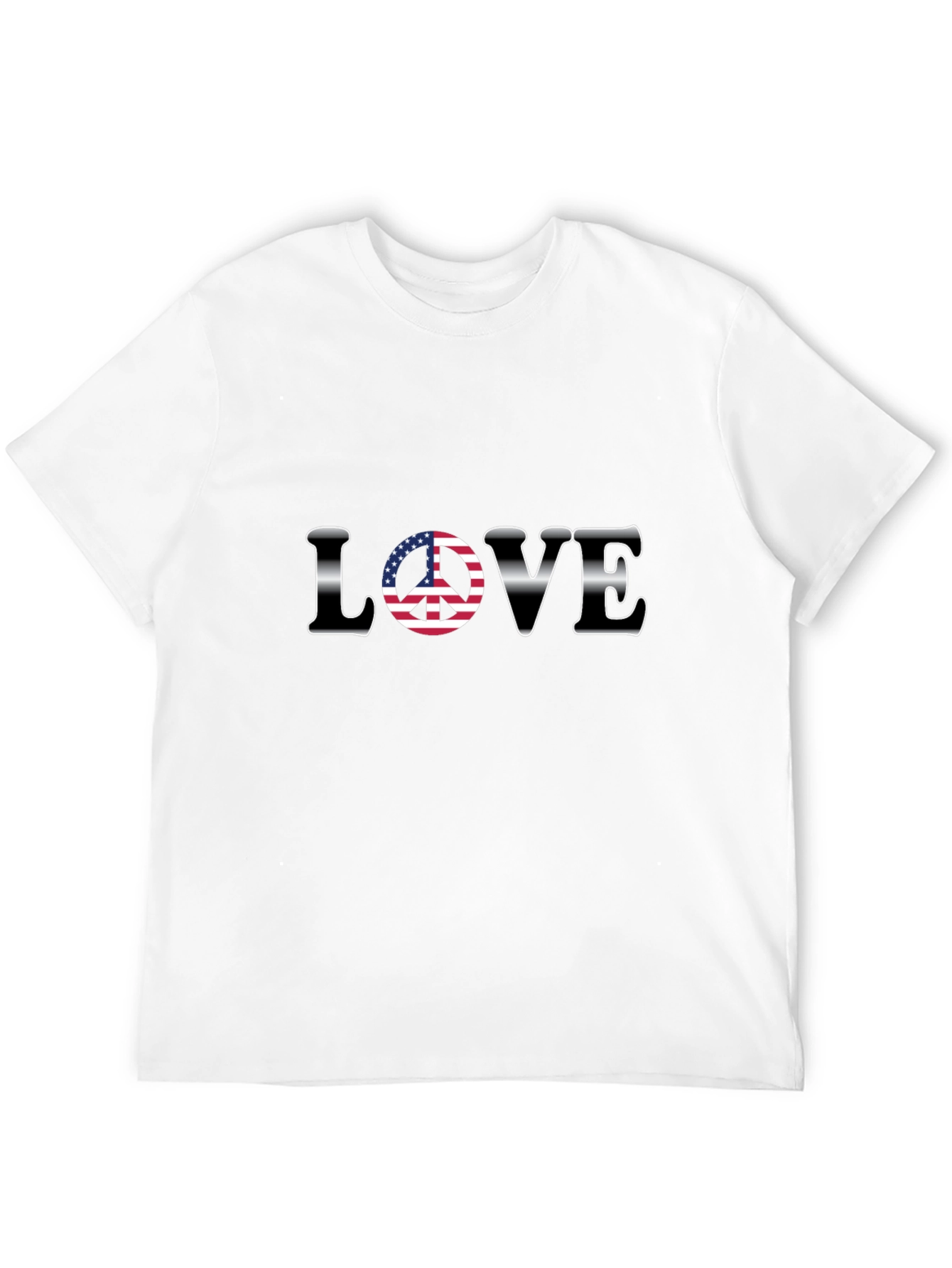 Love Peace Sign USA Flag Graphic T-Shirt