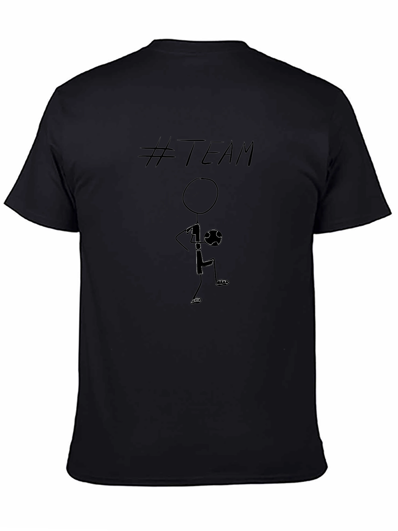 #Team Stick Figure Graphic T-Shirt - Casual Black Tee