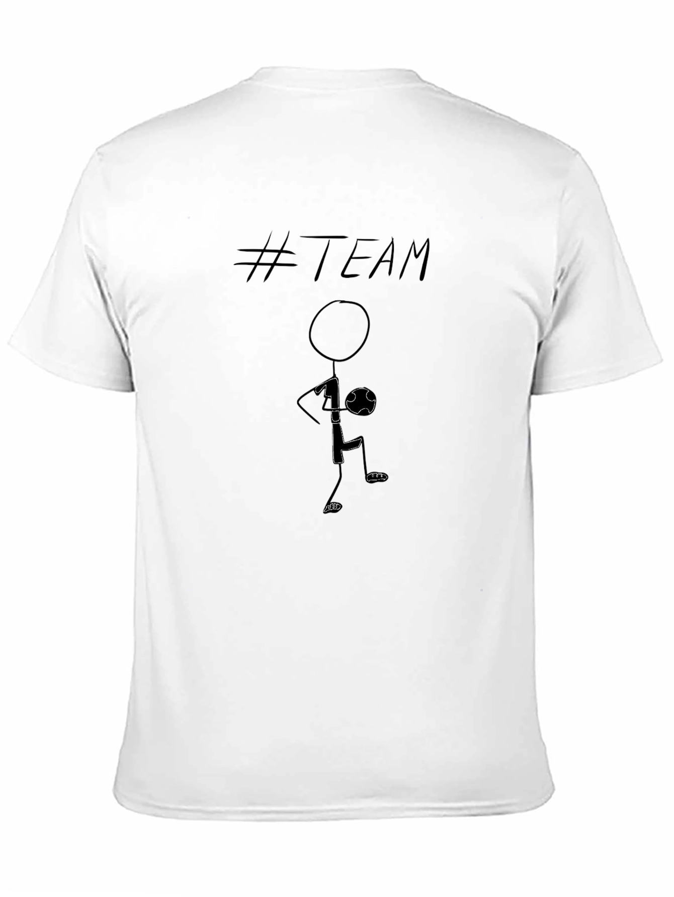 #Team Stick Figure Graphic T-Shirt - Casual Black Tee