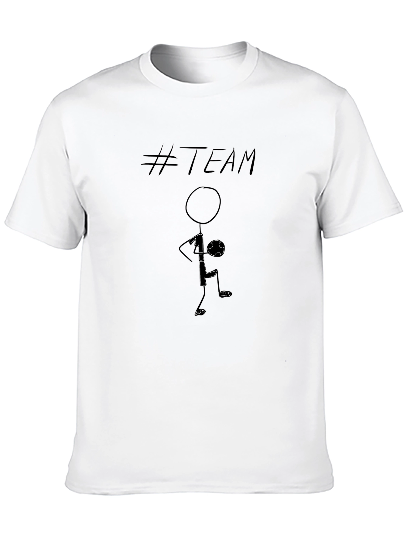 #Team Stick Figure Graphic T-Shirt - Casual Black Tee