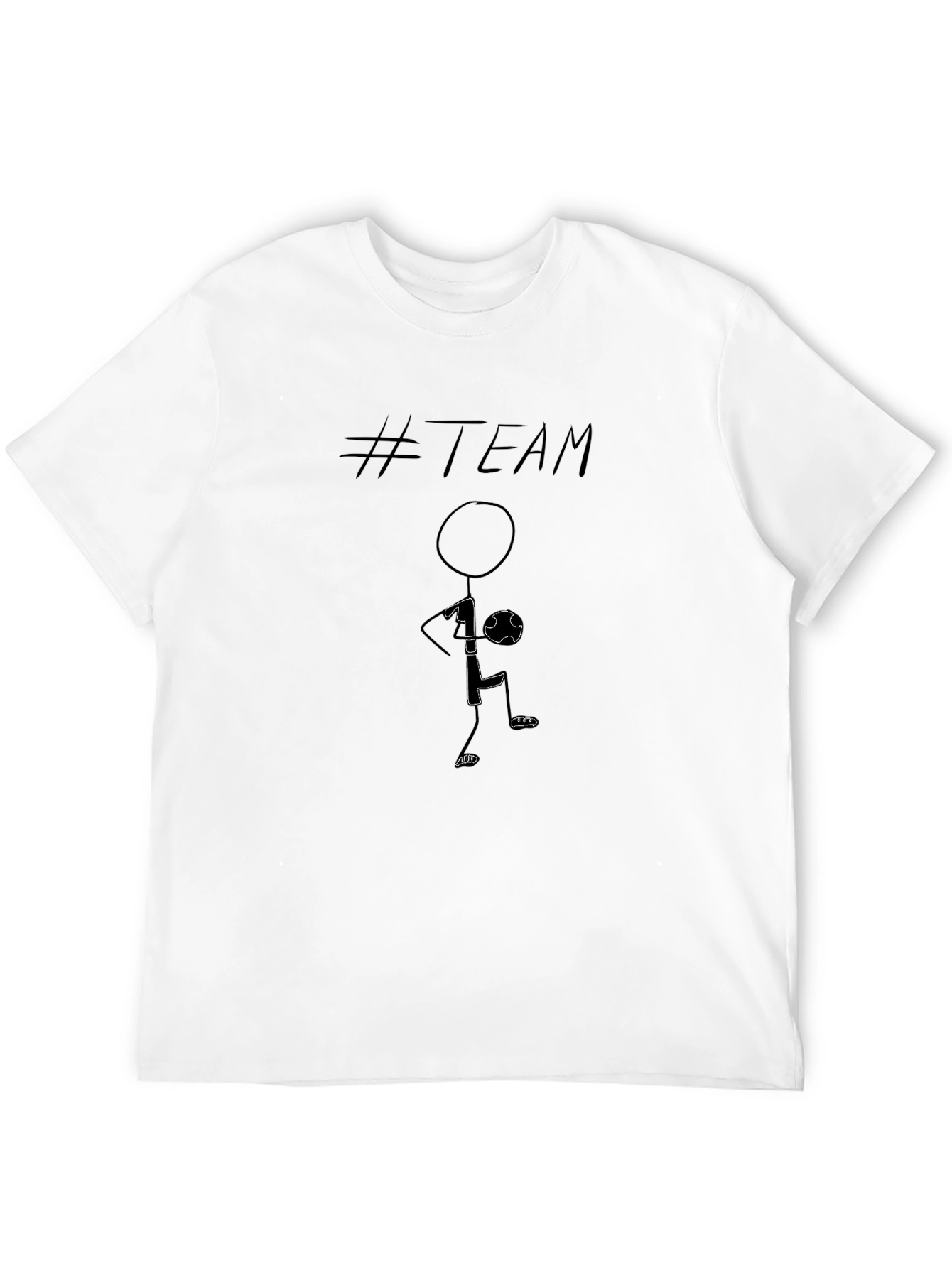 #Team Stick Figure Graphic T-Shirt - Casual Black Tee