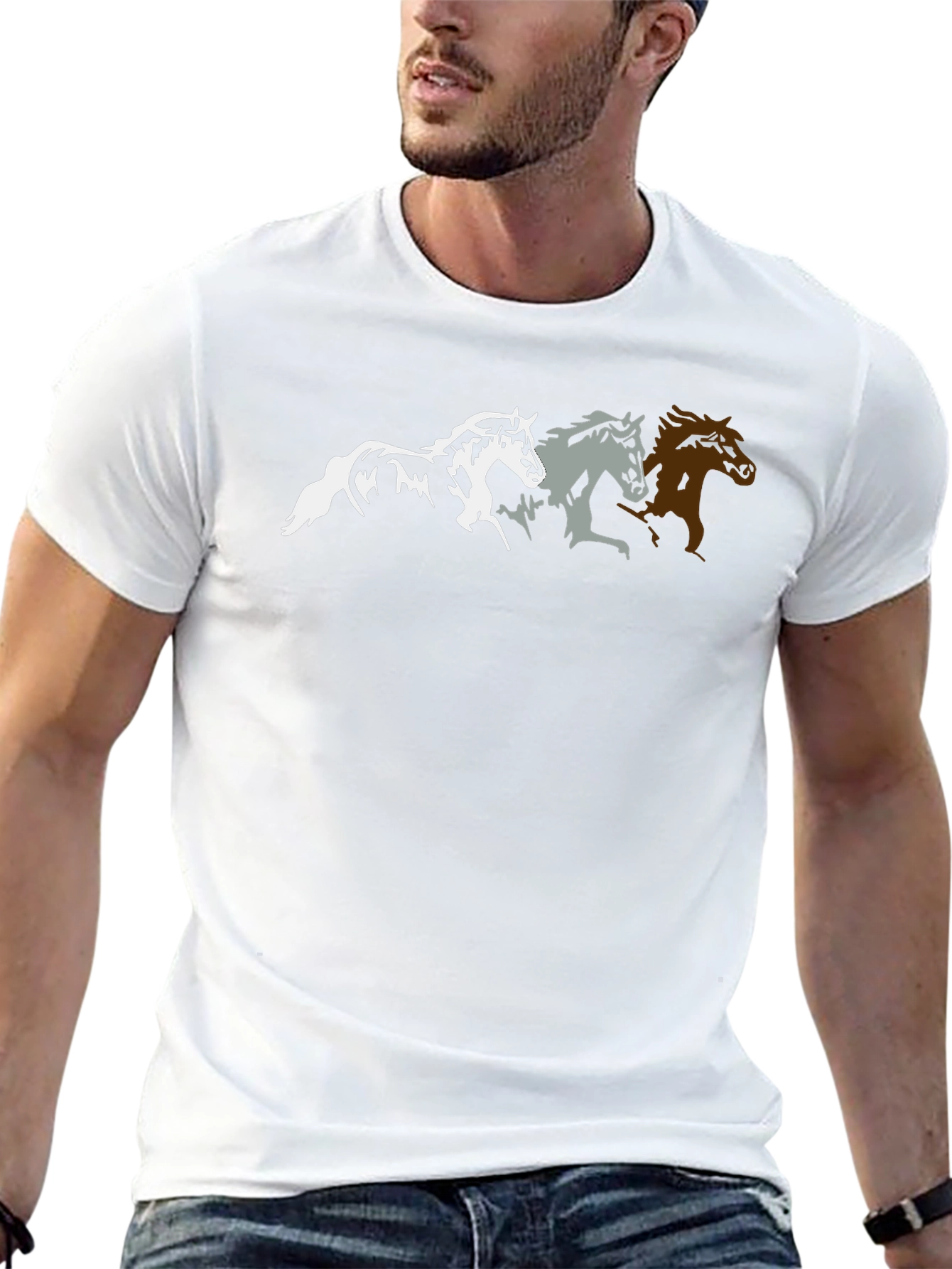 Horse Silhouette Graphic T-Shirt - Black