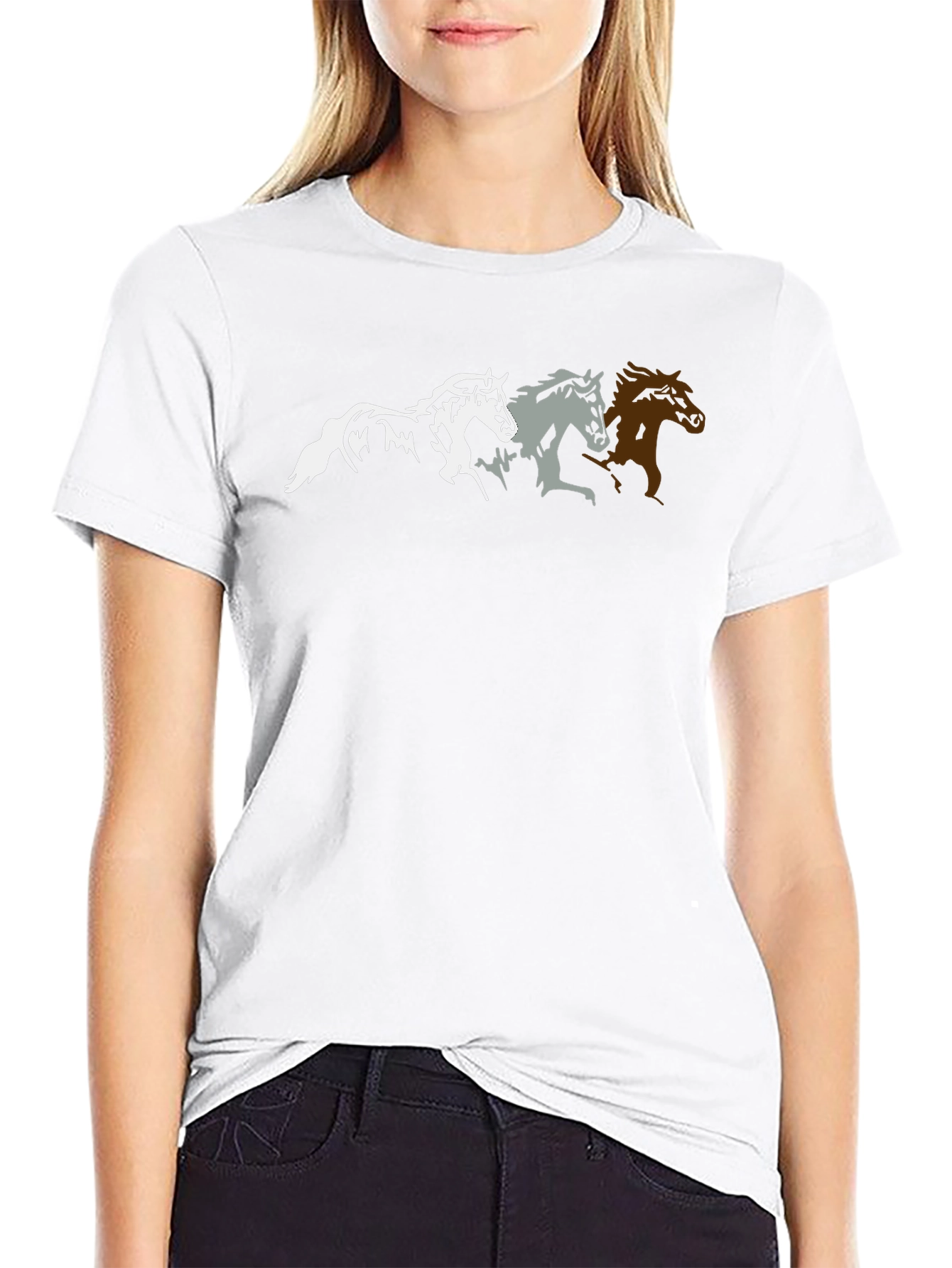 Horse Silhouette Graphic T-Shirt - Black
