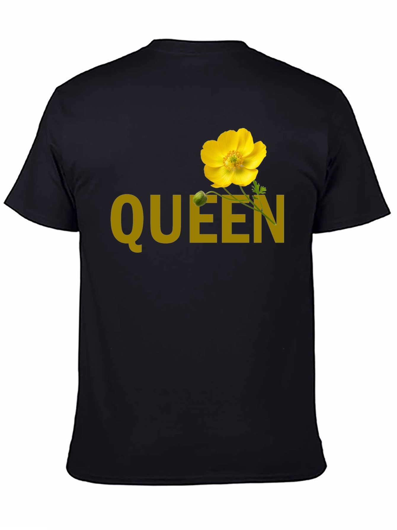 Queen Flower Graphic T-Shirt - Stylish Crew Neck Tee