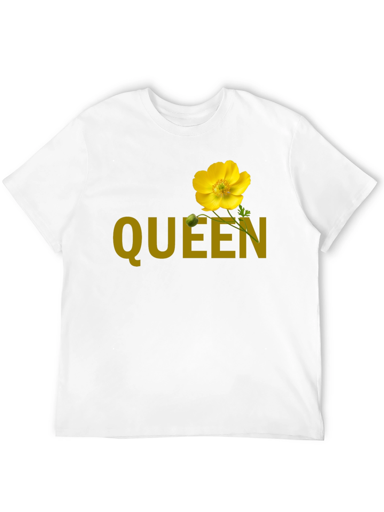 Queen Flower Graphic T-Shirt - Stylish Crew Neck Tee