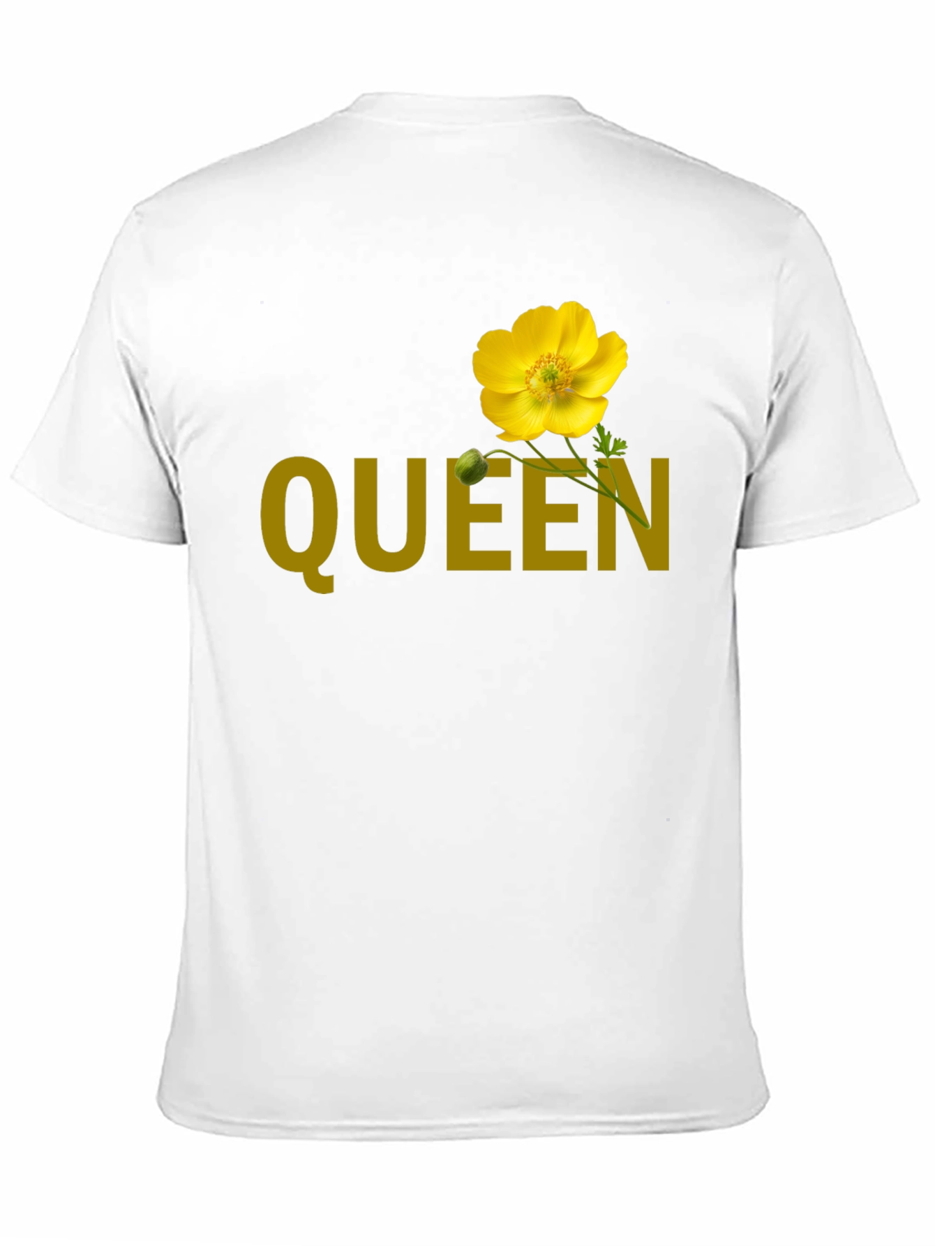 Queen Flower Graphic T-Shirt - Stylish Crew Neck Tee
