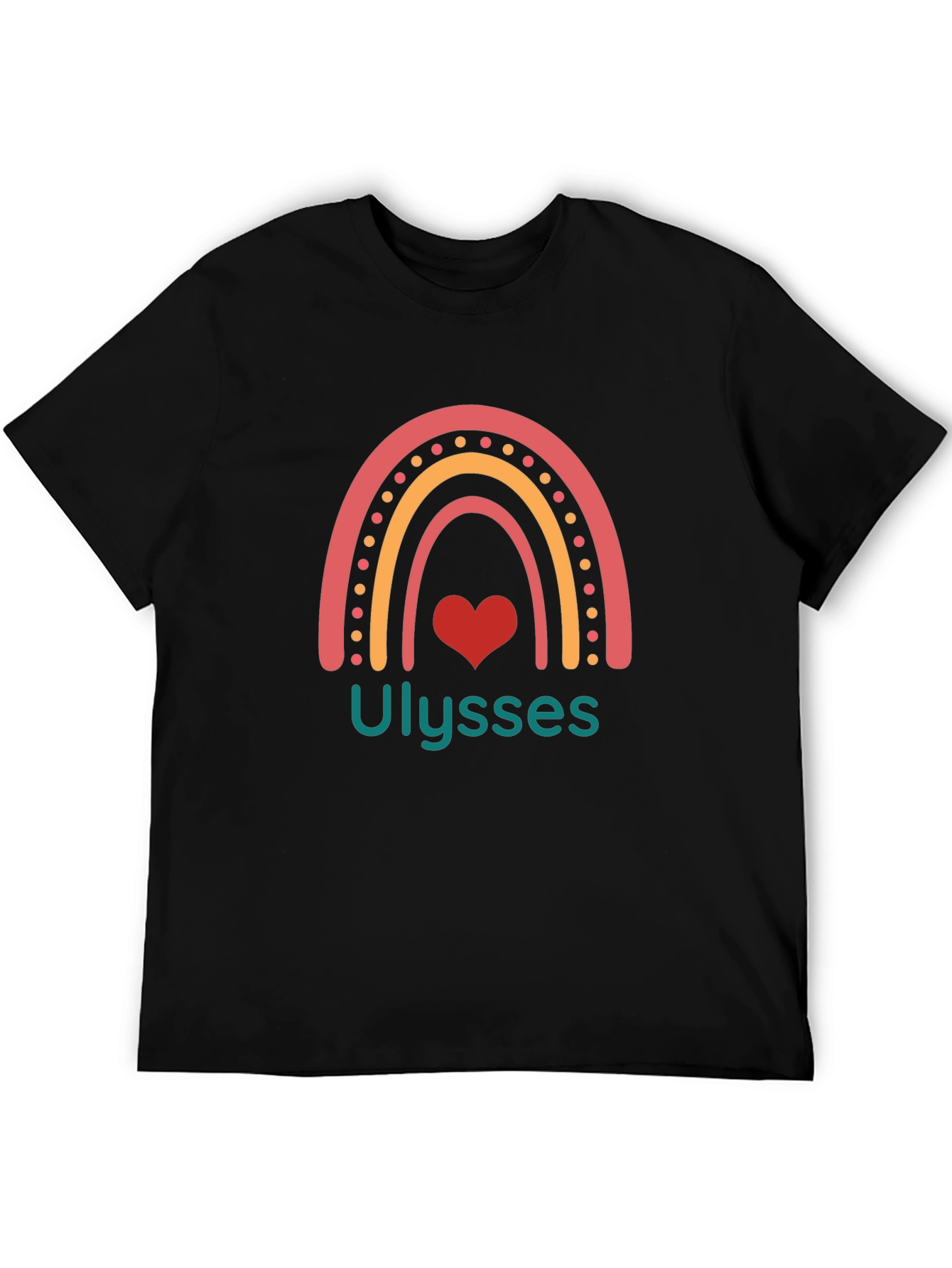 Ulysses Rainbow Heart Graphic Tee - Black Unisex Shirt