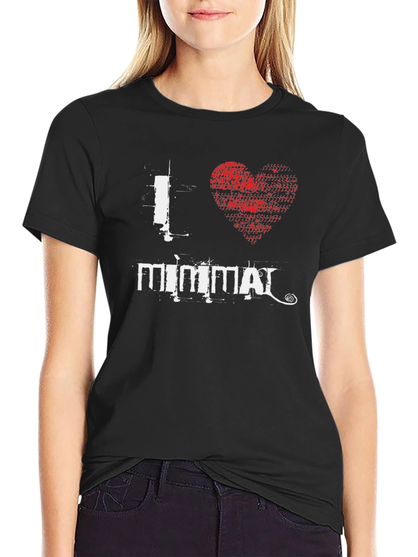 I Heart Minimal Black T-Shirt Graphic Tee