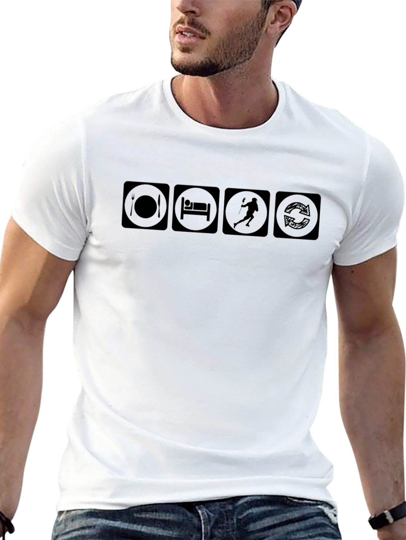 Eat Sleep Lacrosse Repeat Black T-Shirt