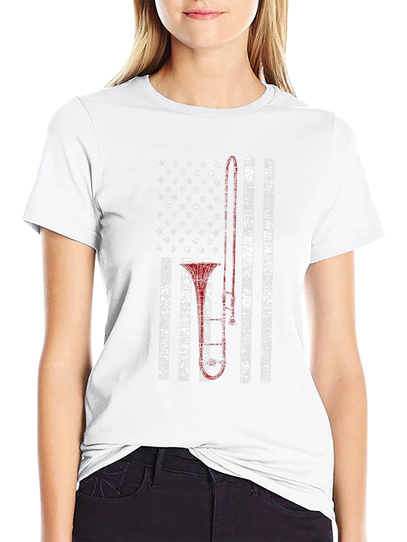 Trombone American Flag Patriotic T-Shirt