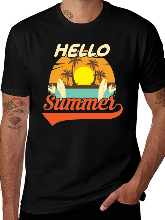 Hello Summer Graphic Tee - Beach Vacation Ready!