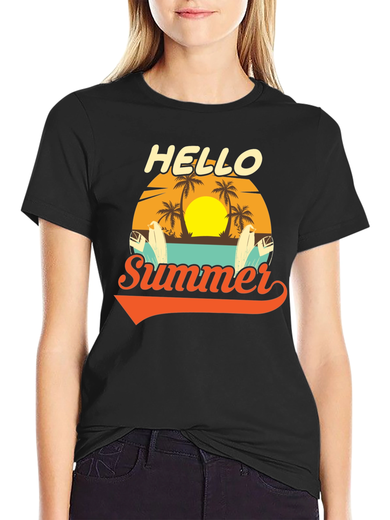 Hello Summer Graphic Tee - Beach Vacation Ready!