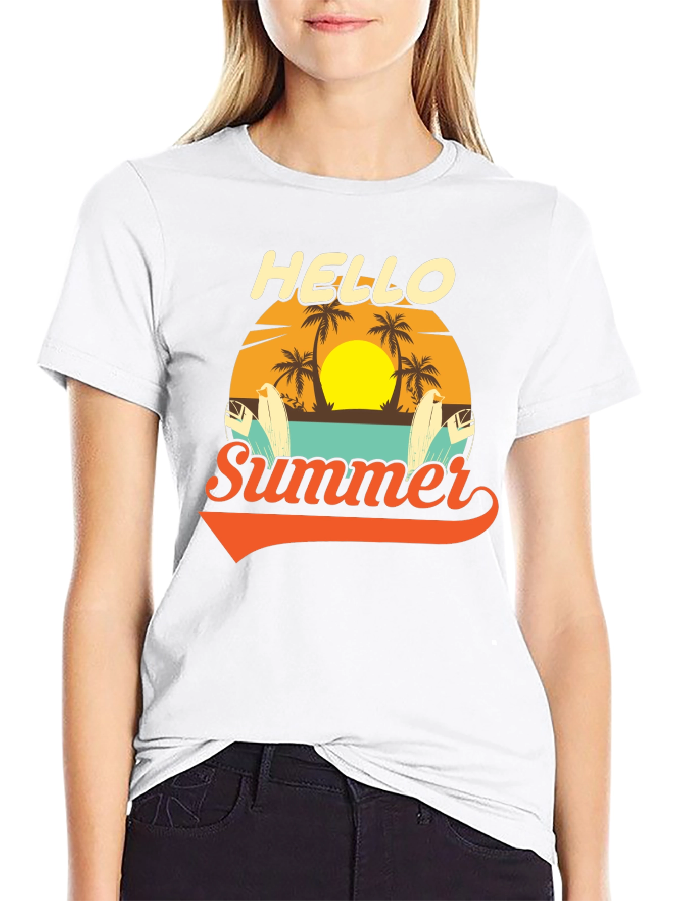 Hello Summer Graphic Tee - Beach Vacation Ready!