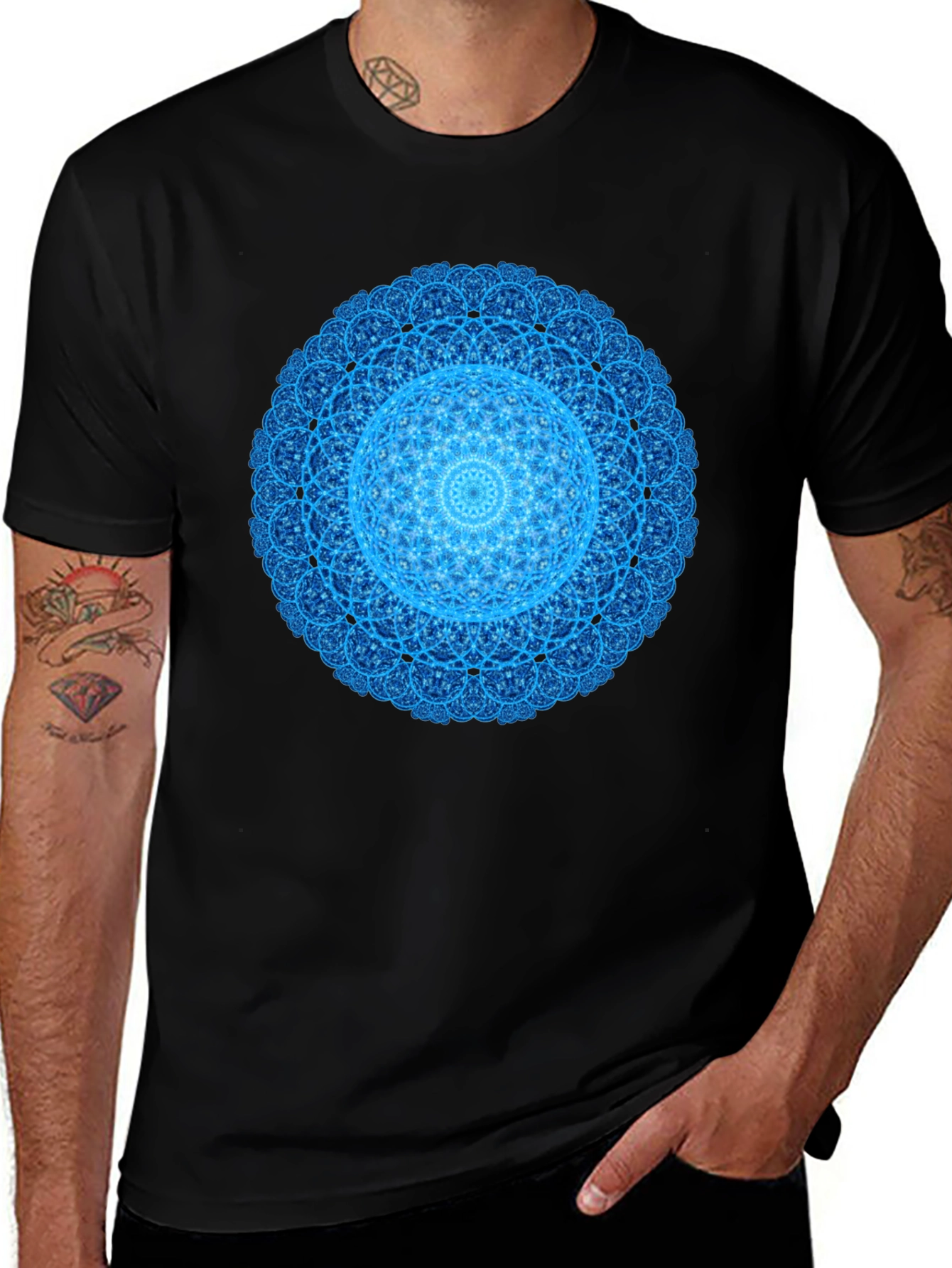 Blue Mandala Graphic T-Shirt - Modern Style