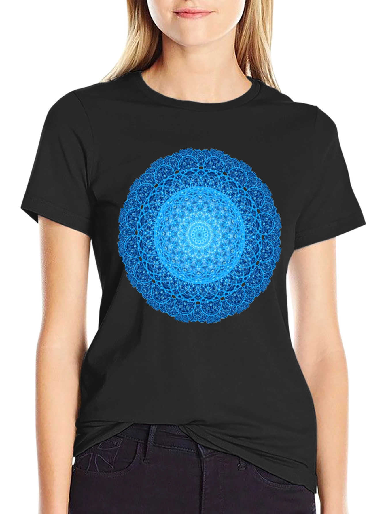 Blue Mandala Graphic T-Shirt - Modern Style