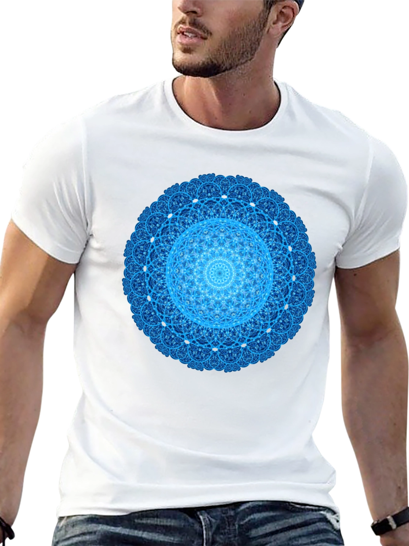 Blue Mandala Graphic T-Shirt - Modern Style