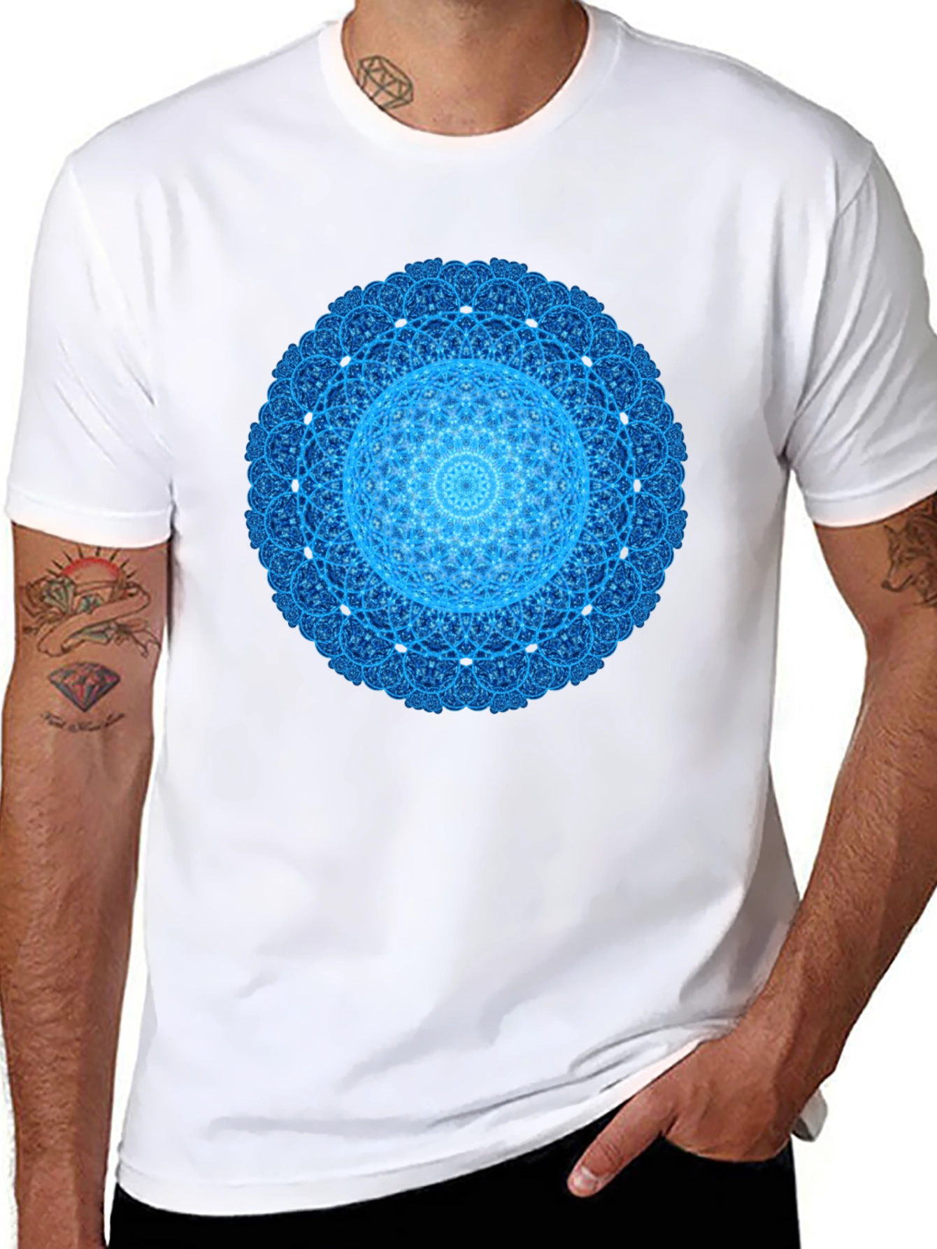 Blue Mandala Graphic T-Shirt - Modern Style