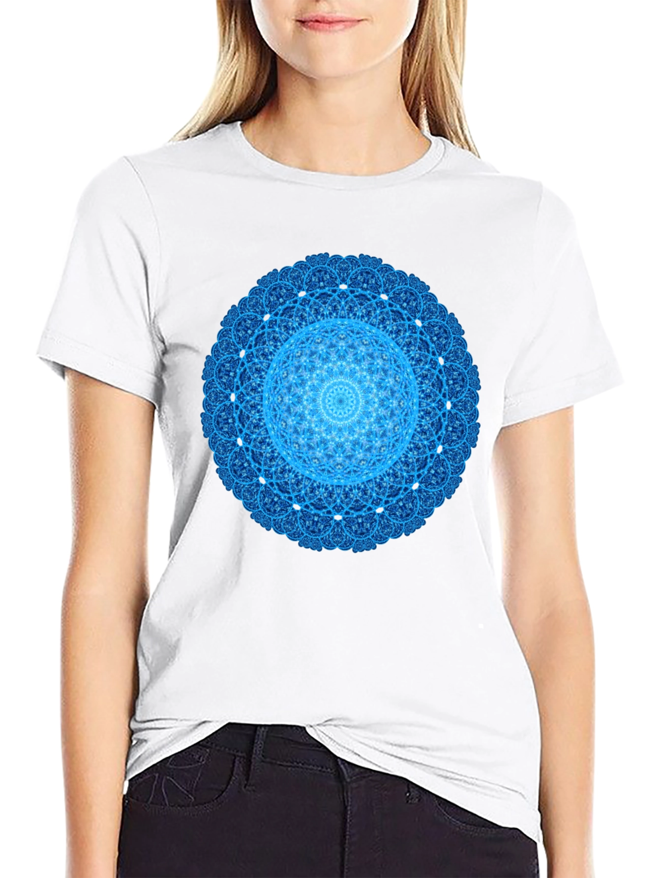 Blue Mandala Graphic T-Shirt - Modern Style