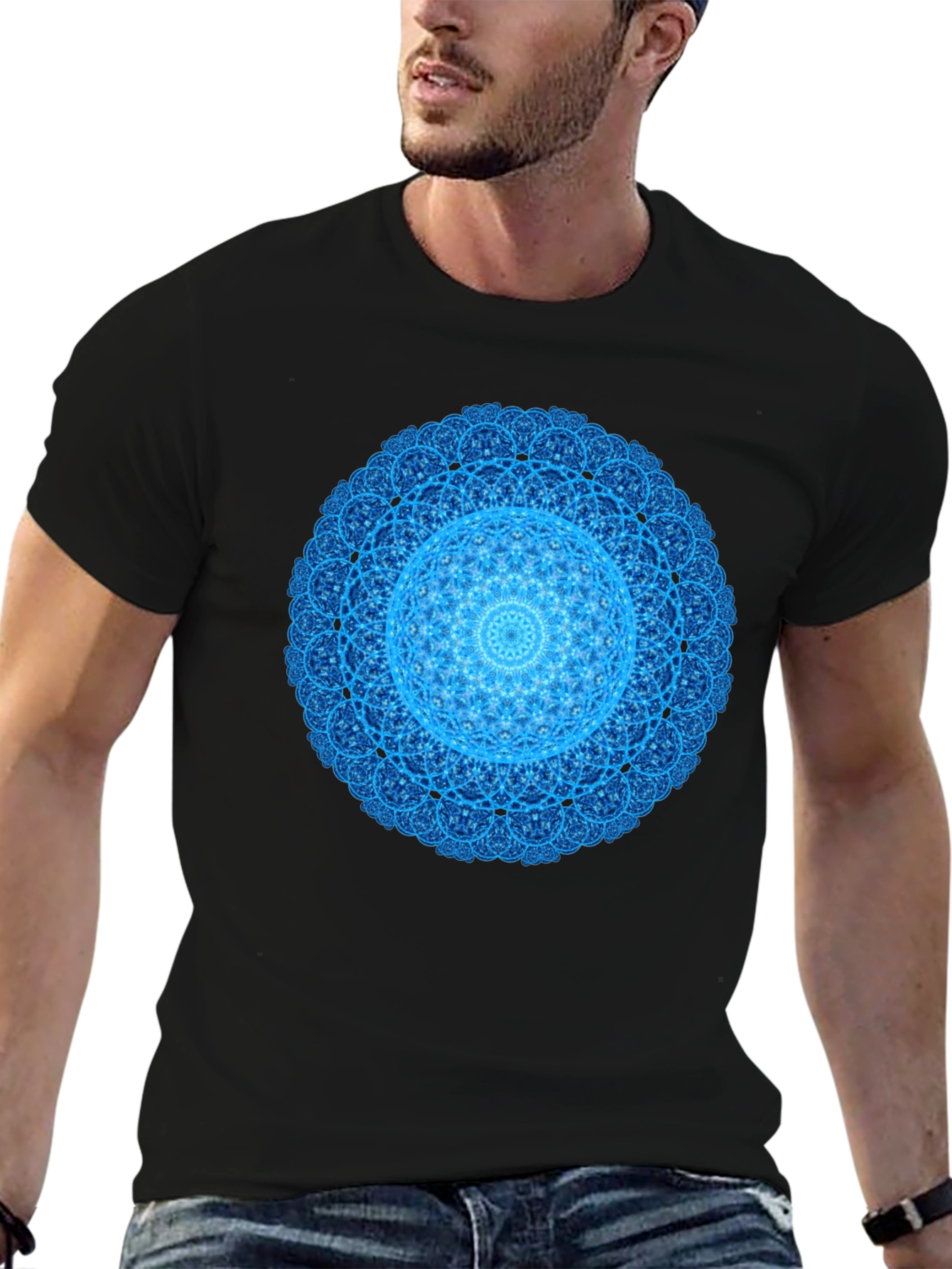 Blue Mandala Graphic T-Shirt - Modern Style
