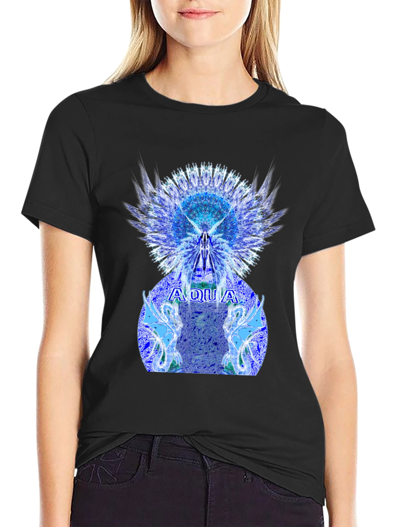 Aqua Graphic Print Mens T-Shirt