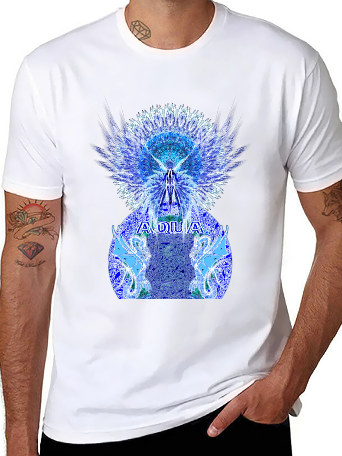 Aqua Graphic Print Mens T-Shirt