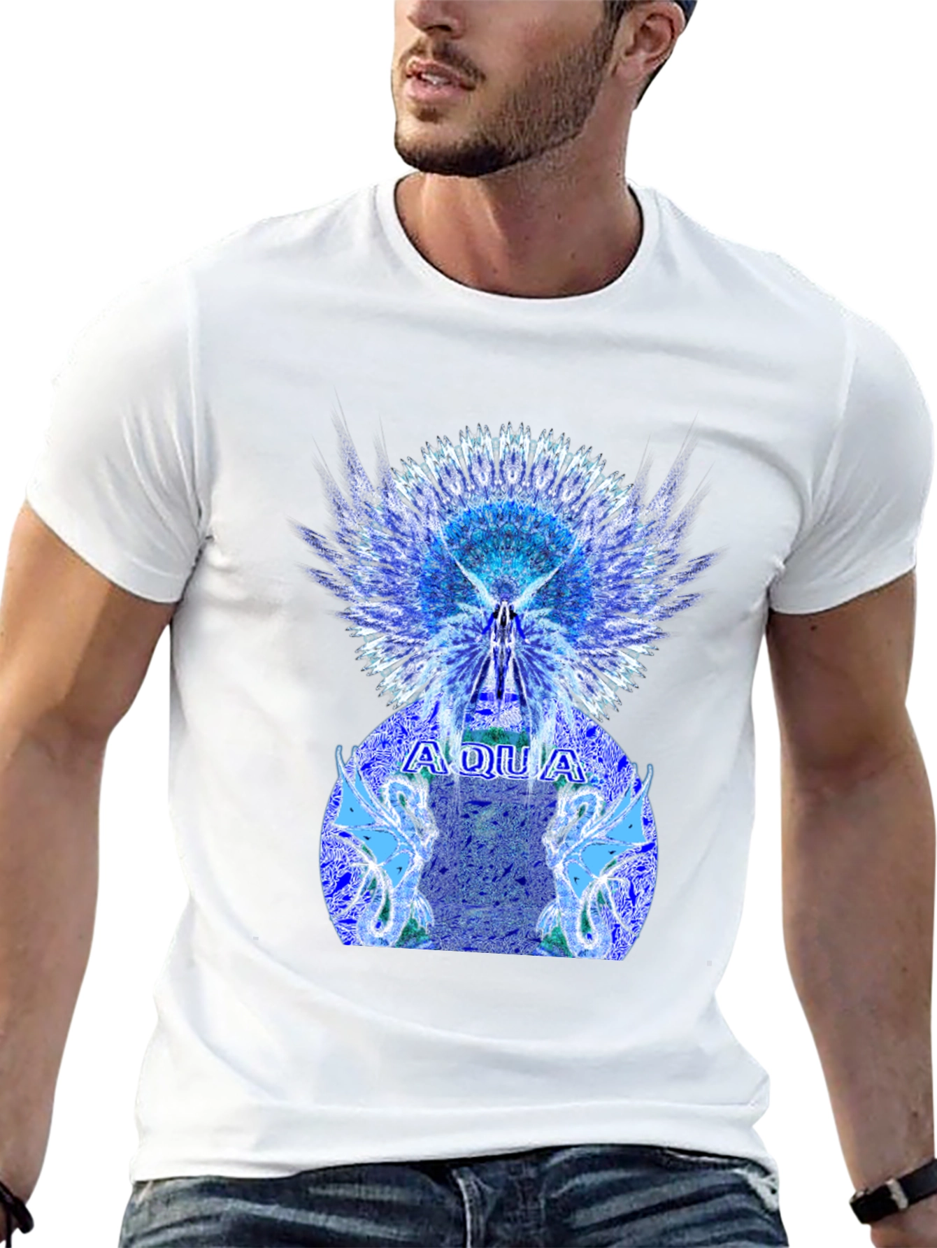 Aqua Graphic Print Mens T-Shirt