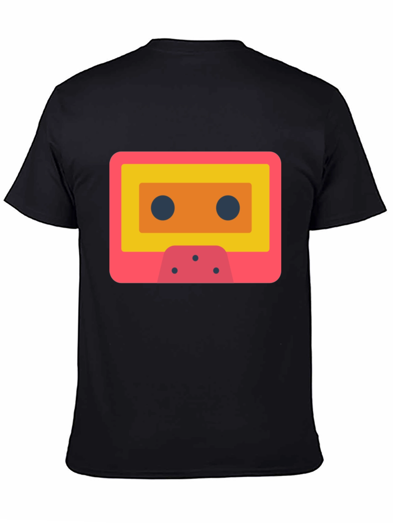 Retro Cassette Tape Graphic Tee - Black Cotton T-Shirt