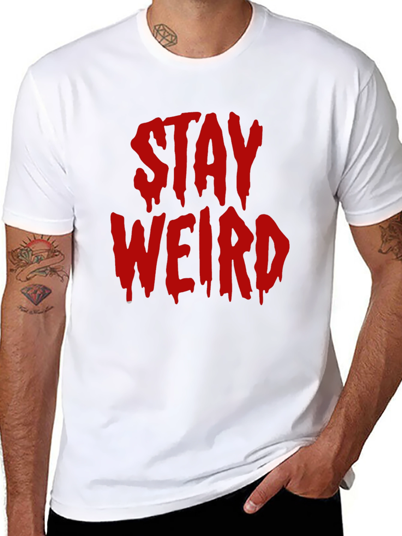 Stay Weird Graphic Tee - Black Cotton Blend