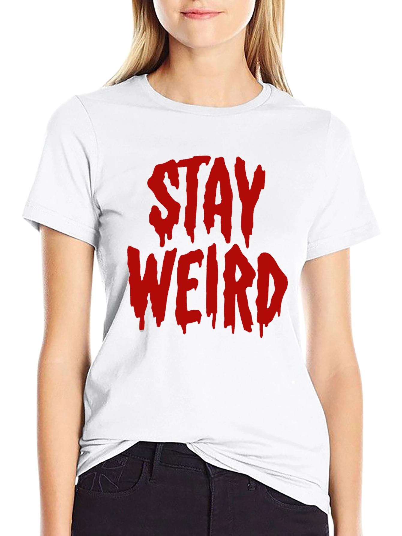 Stay Weird Graphic Tee - Black Cotton Blend