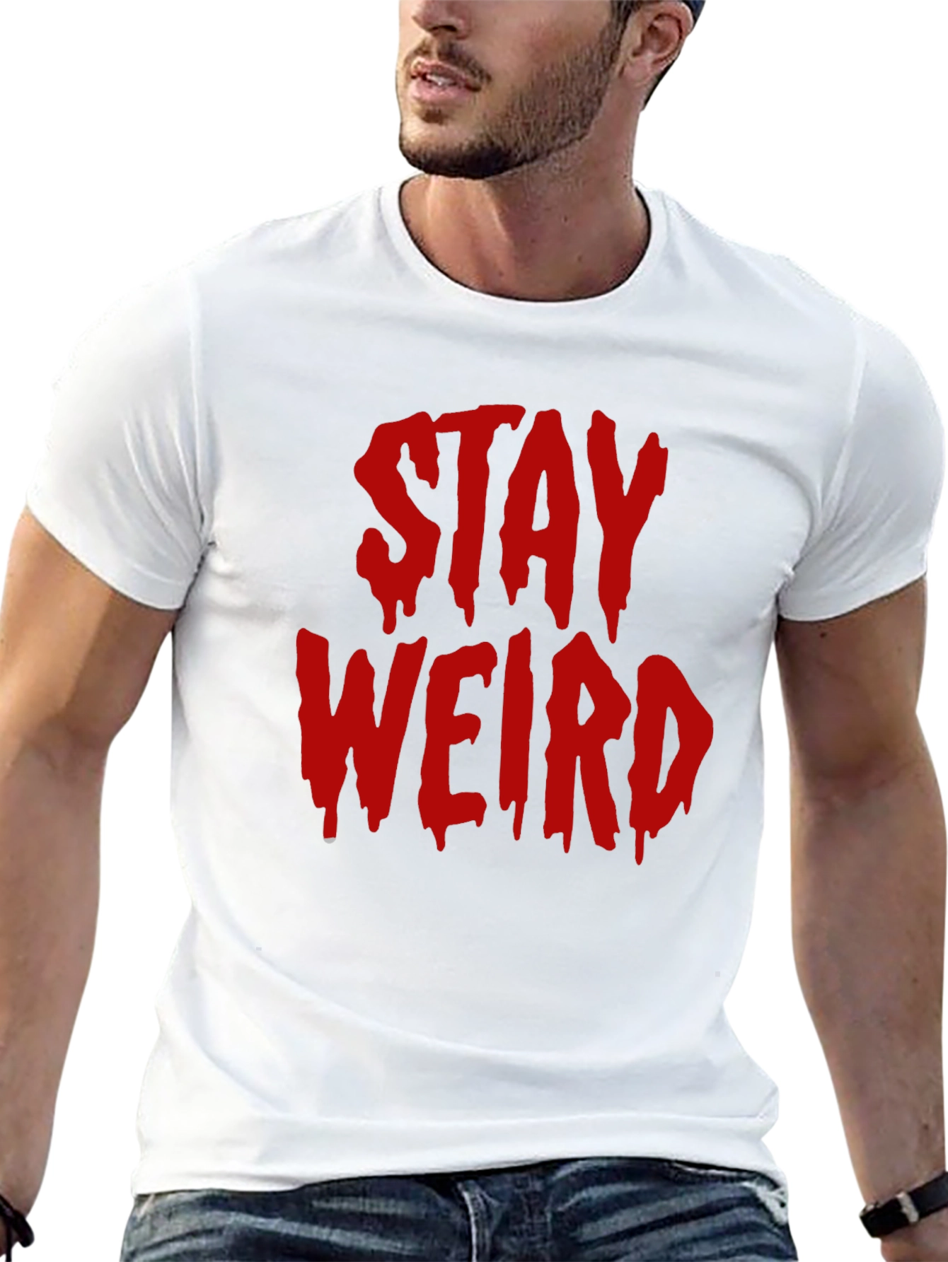 Stay Weird Graphic Tee - Black Cotton Blend