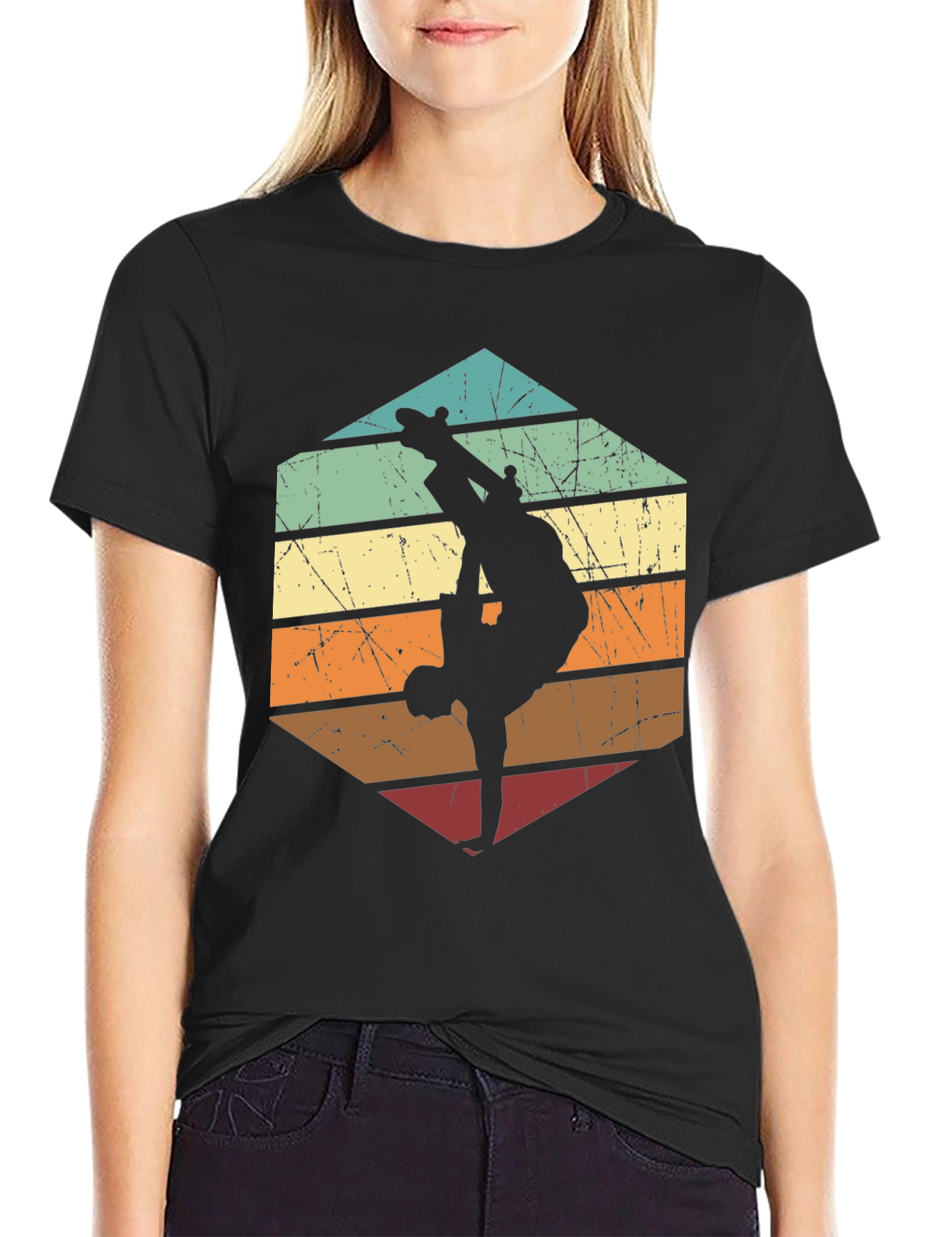 Retro Skateboard Silhouette Graphic Tee