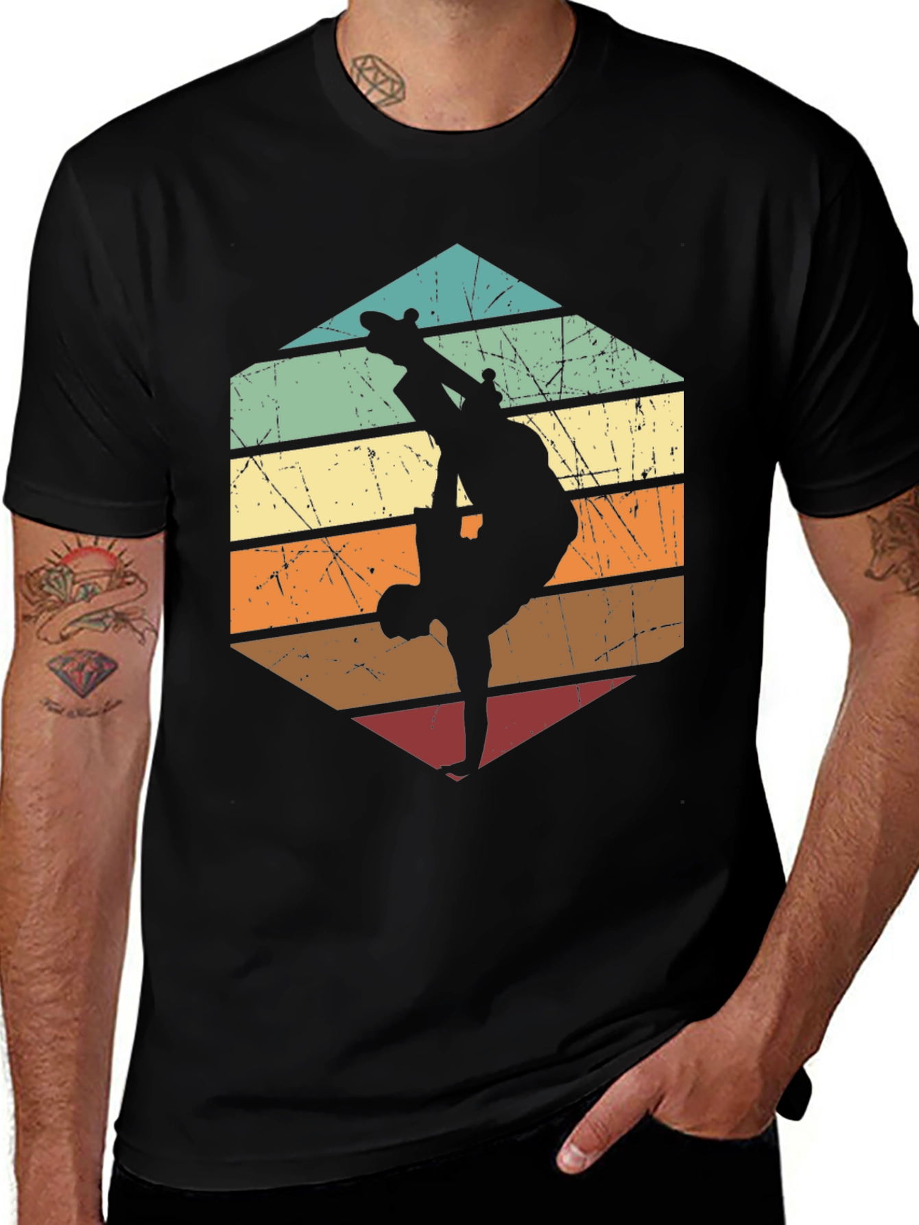 Retro Skateboard Silhouette Graphic Tee