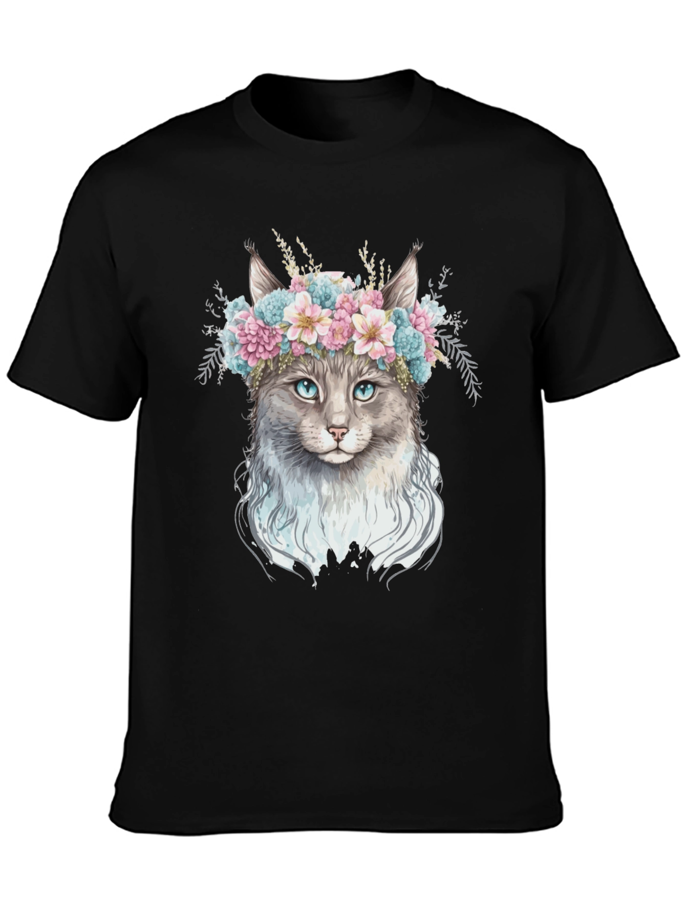 Floral Cat T-Shirt - Unique Design