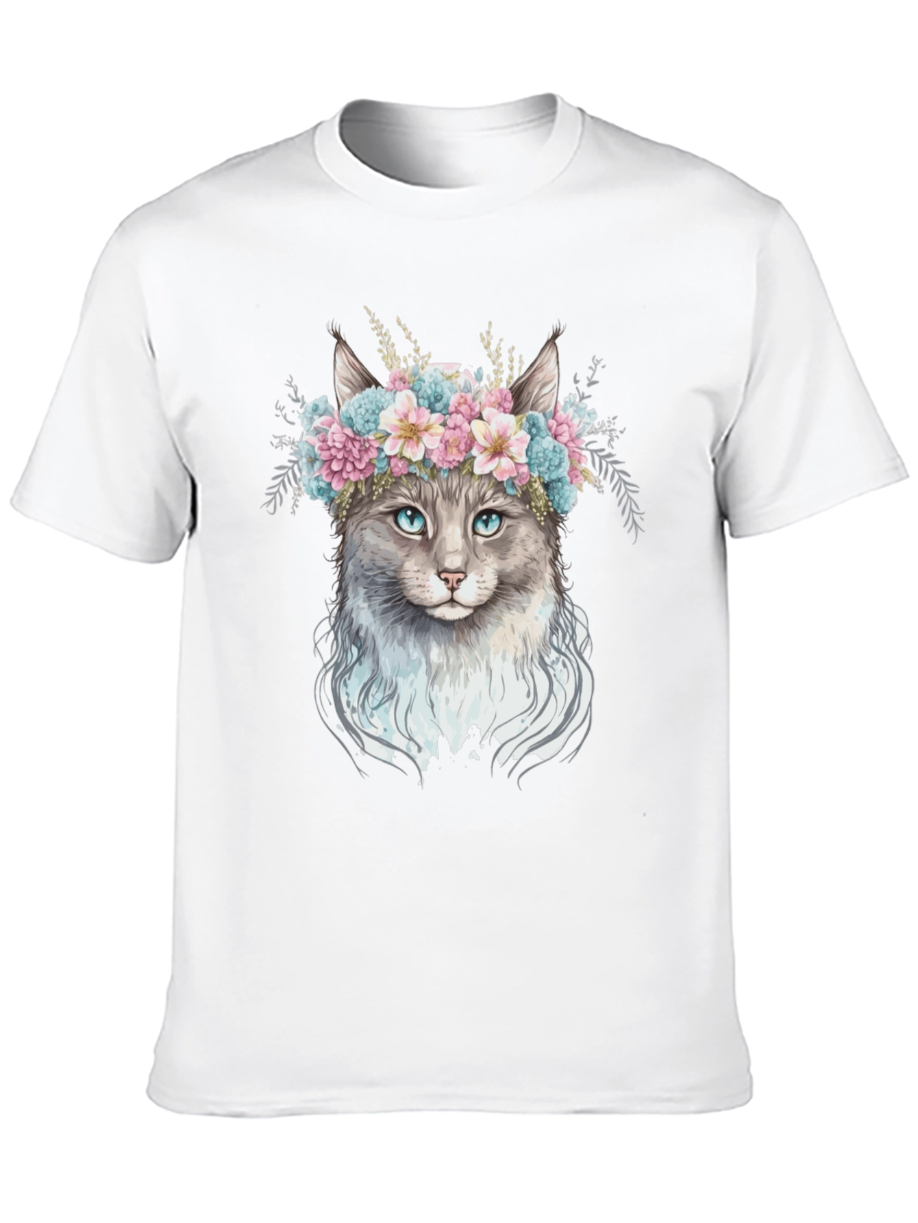 Floral Cat T-Shirt - Unique Design
