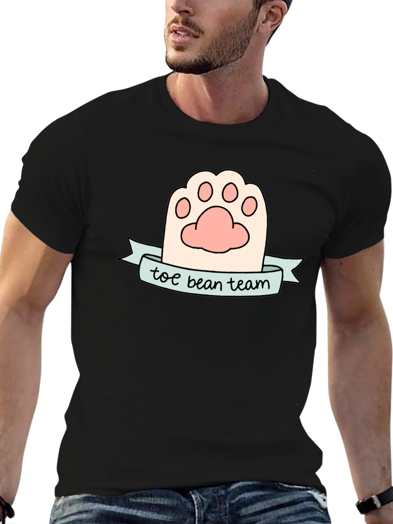 Toe Bean Team Black T-Shirt Cute Cat Paw Tee