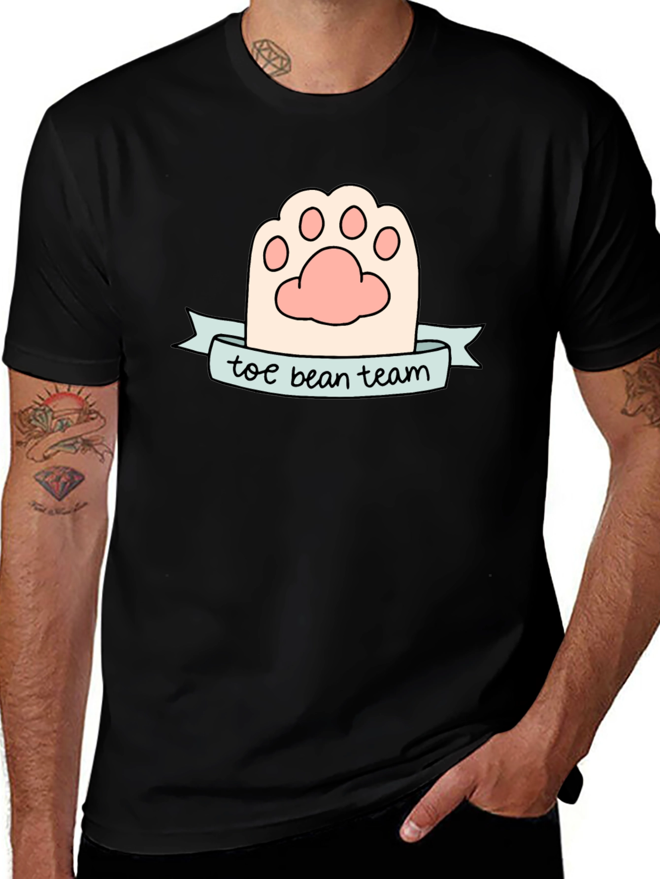 Toe Bean Team Black T-Shirt Cute Cat Paw Tee