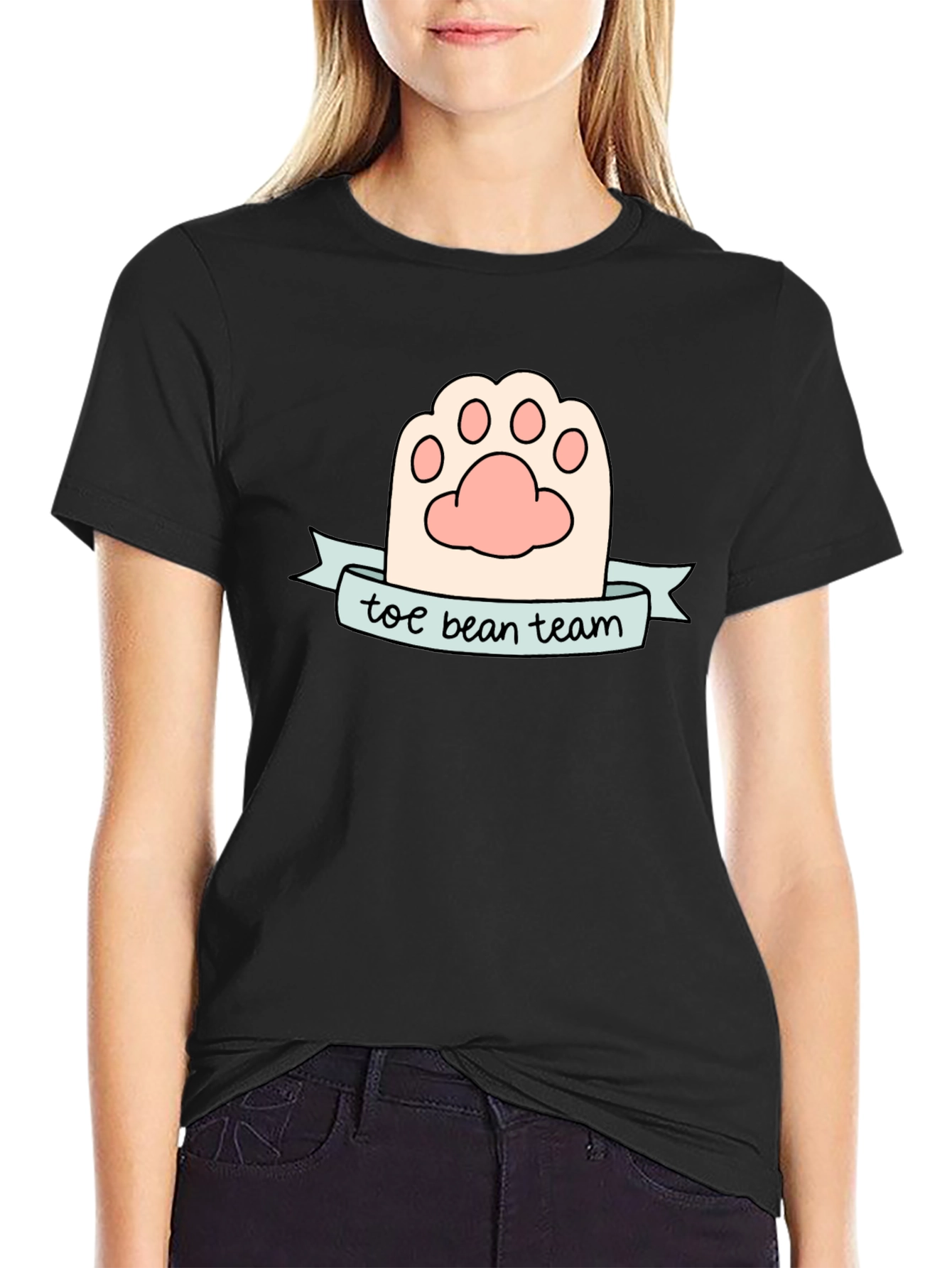 Toe Bean Team Black T-Shirt Cute Cat Paw Tee
