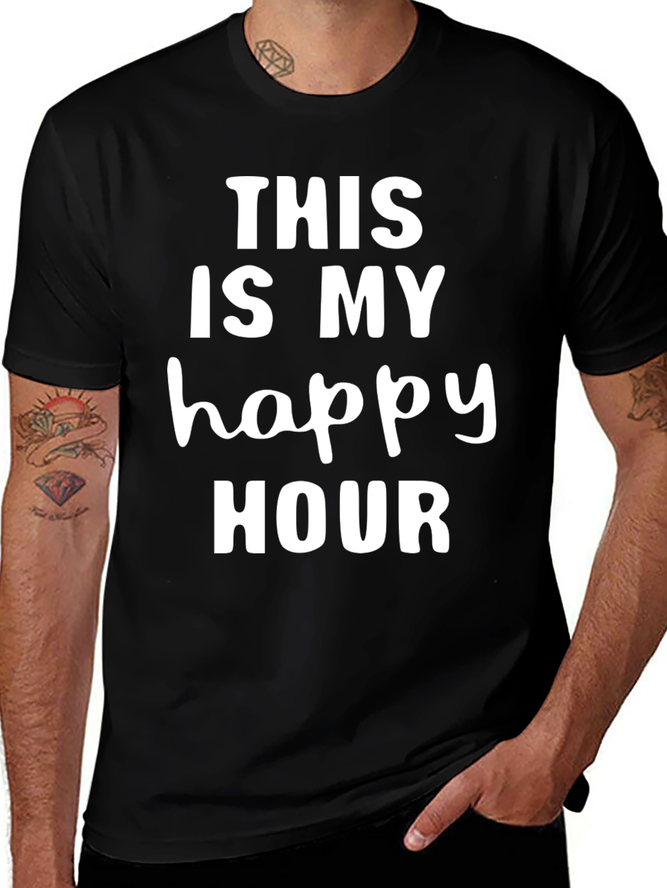 This Is My Happy Hour Graphic Tee - Black