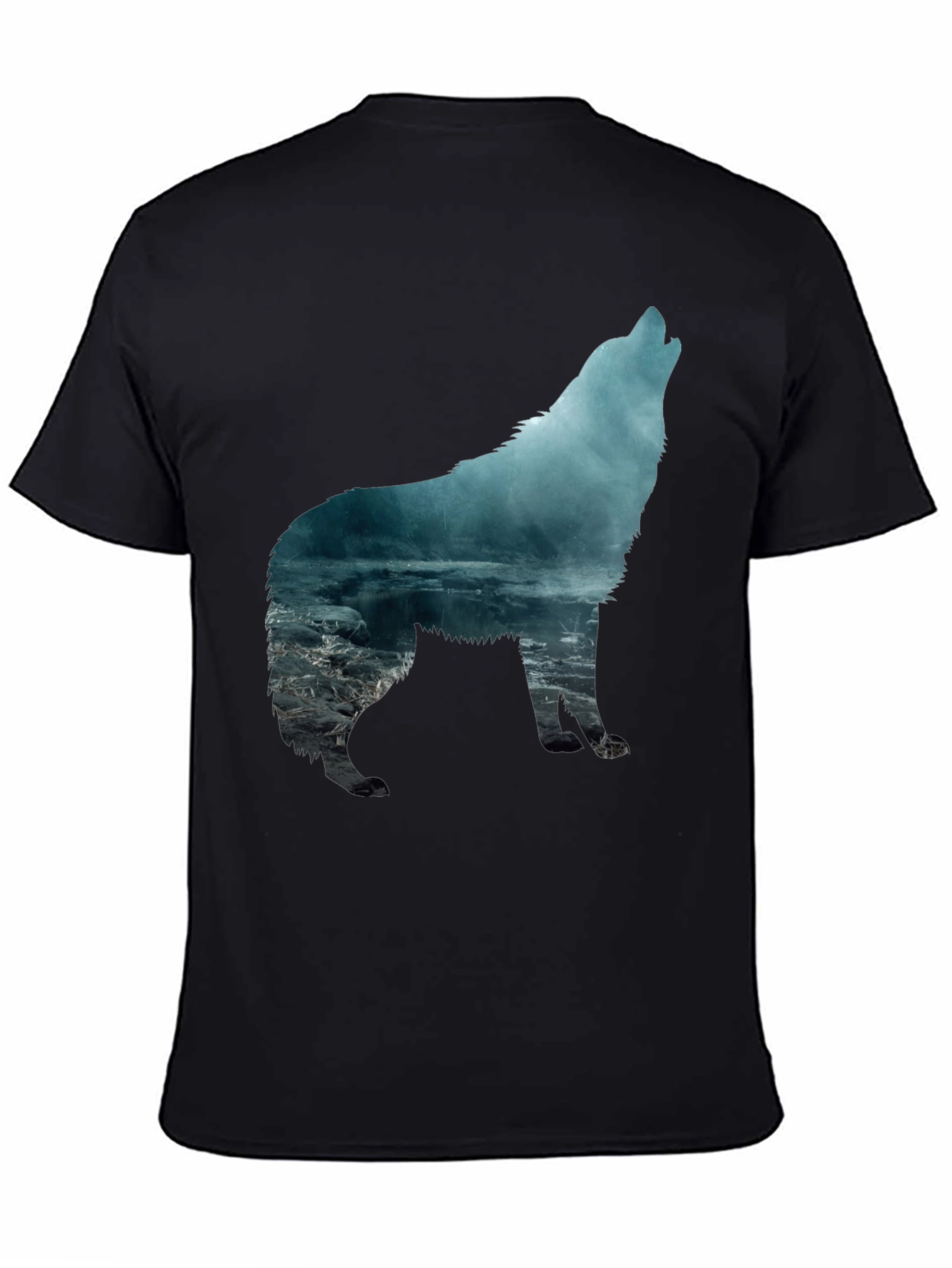 Wolf Silhouette Graphic T-Shirt - Mens Black Tee