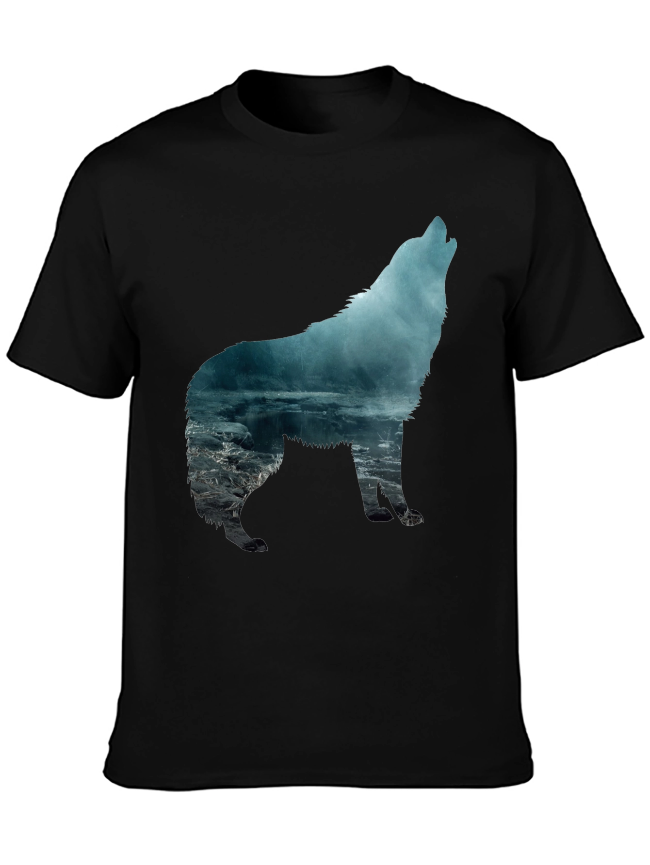 Wolf Silhouette Graphic T-Shirt - Mens Black Tee
