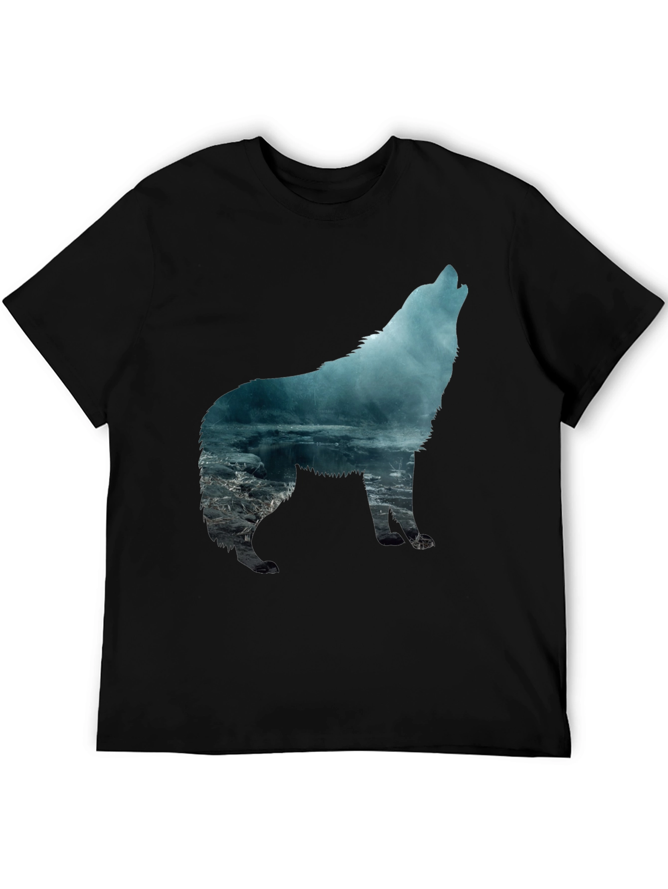 Wolf Silhouette Graphic T-Shirt - Mens Black Tee