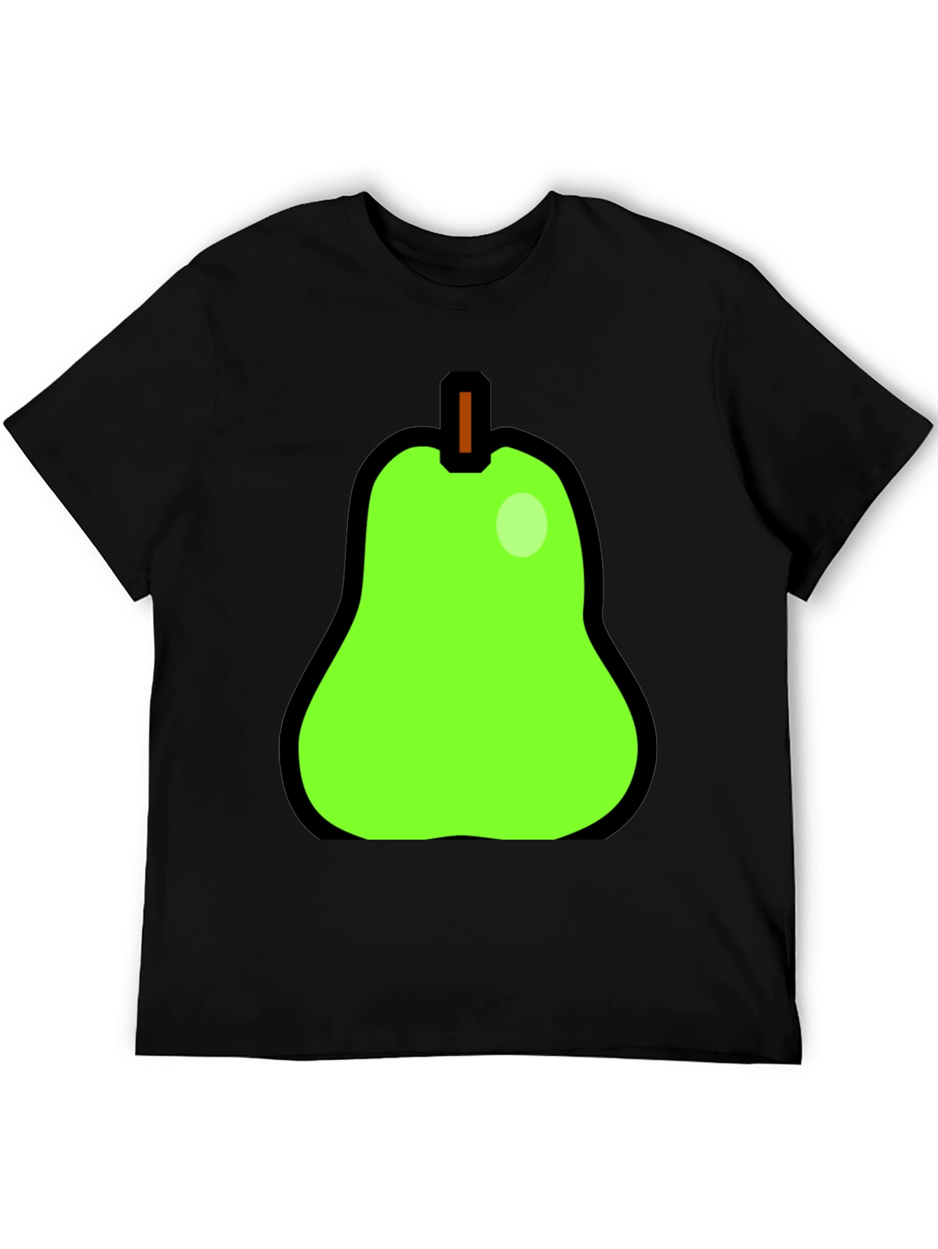Fun Pear Graphic Print Black T-Shirt